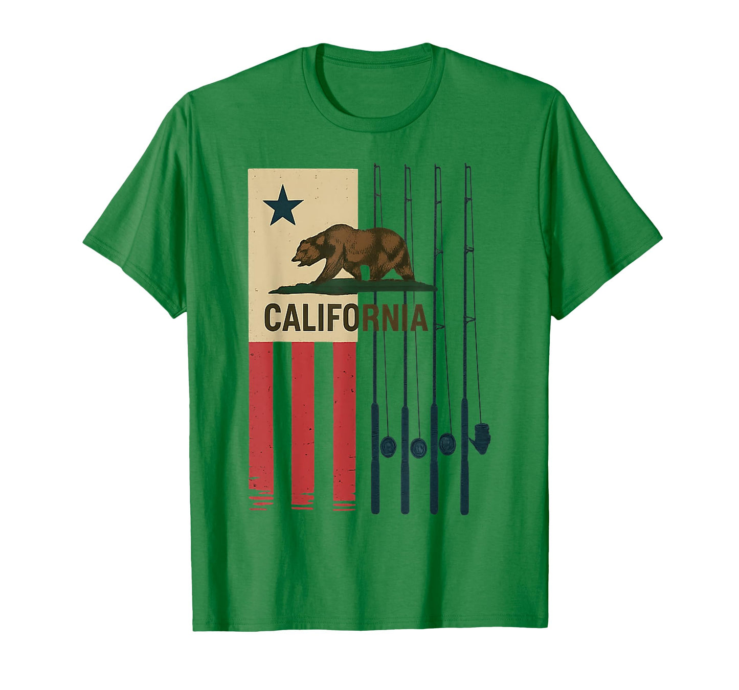 California Bear Fishing Design for Outdoor Enthusiasts T-Shirt