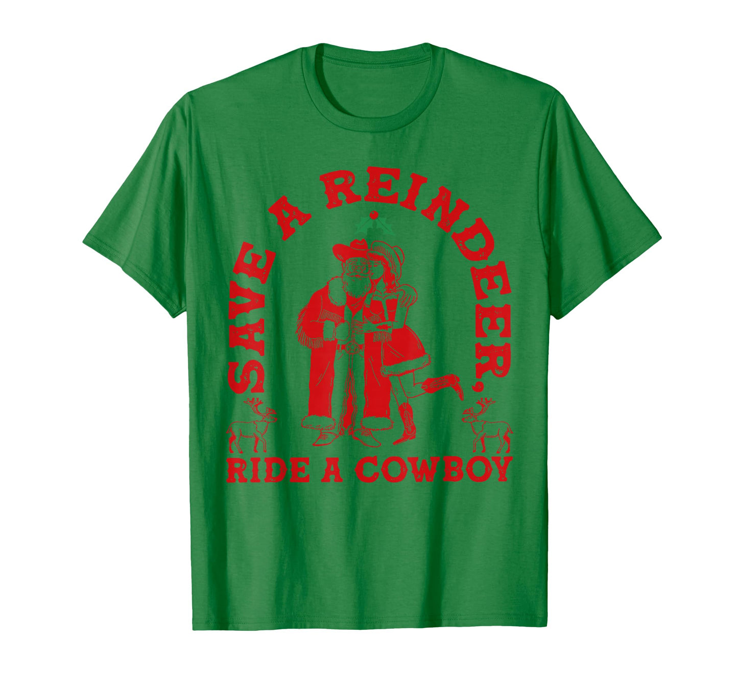 Save Reindeer Santa Ride Cowboy Christmas Country Western T-Shirt