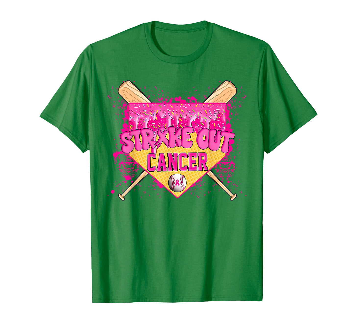 Strike Out Breast Cancer Warrior Baseball Drip Home Plate T-Shirt