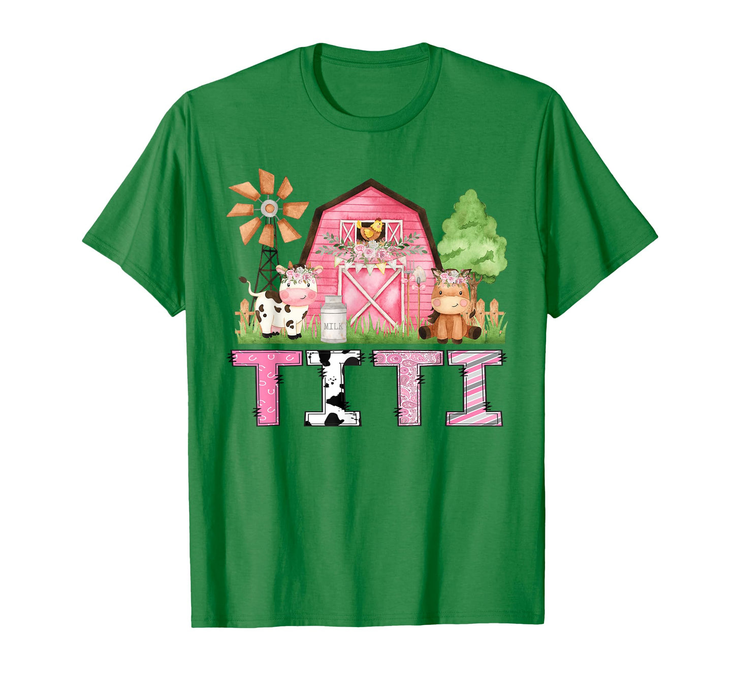 Titi Pink Farm Animal Birthday Kids Matching Family T-Shirt