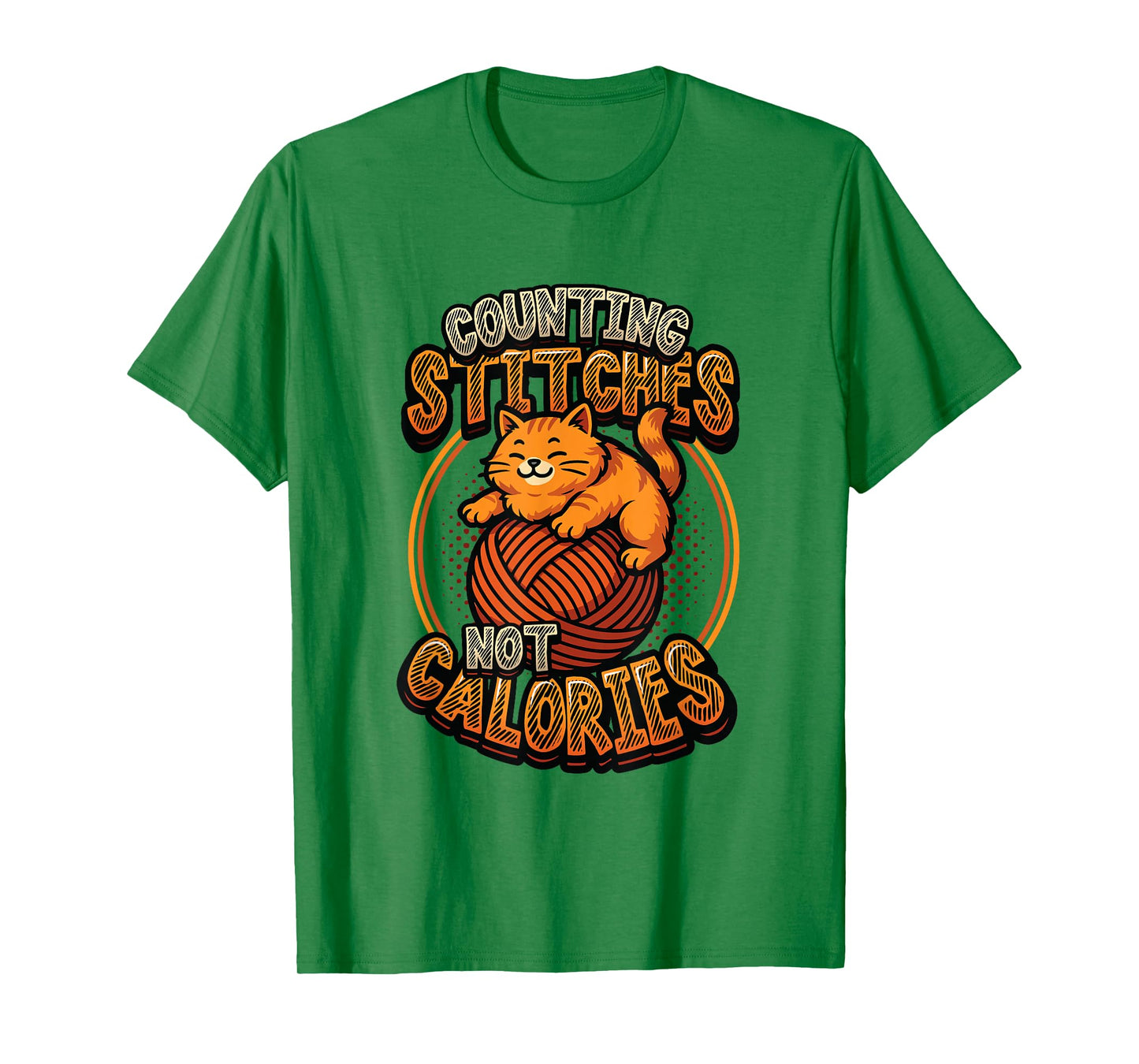 Counting Stitches Not Calories Knitting Cat T-Shirt