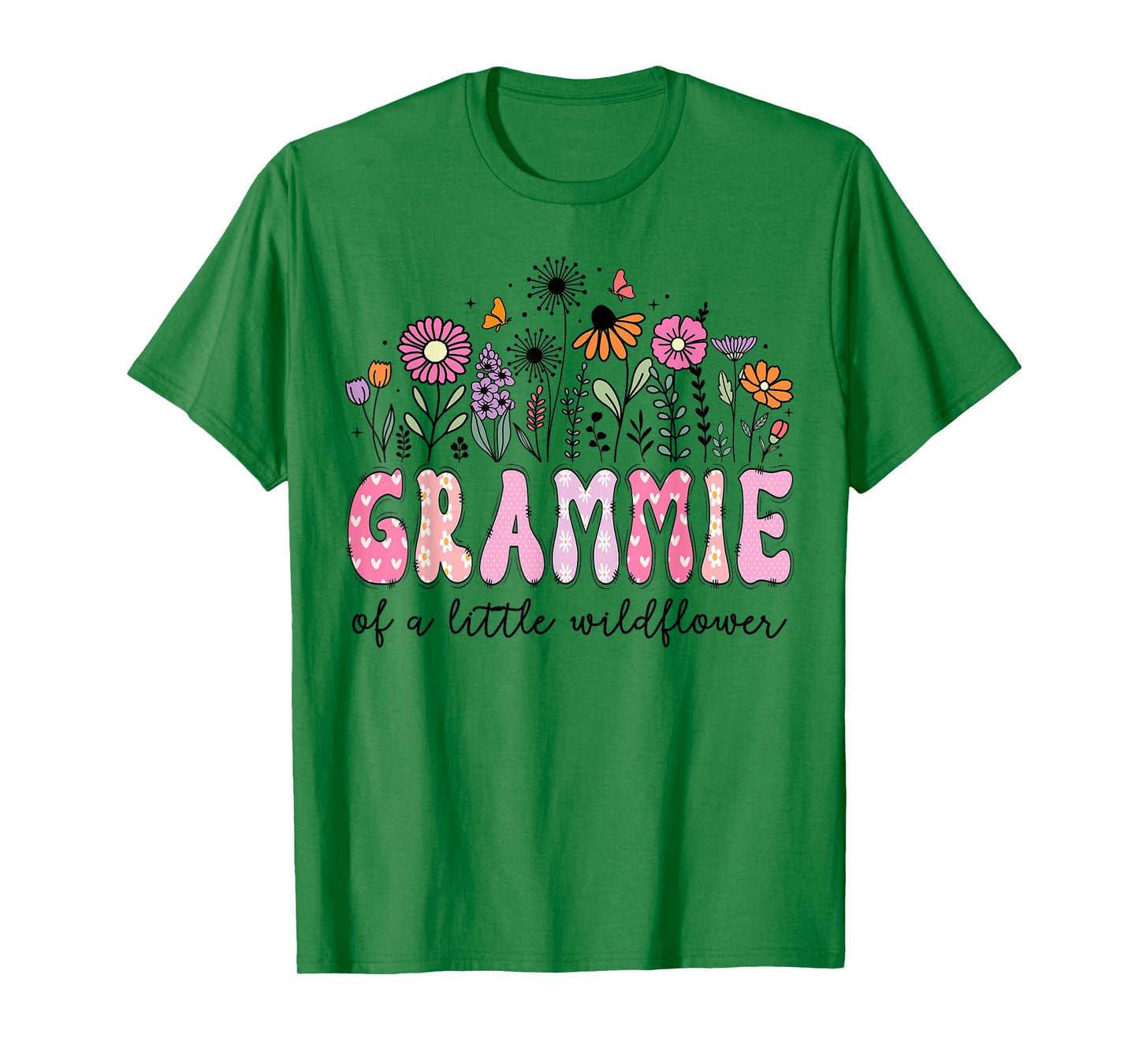 Grammie Of The Little Wildflower Pink Floral Birthday Girl T-Shirt