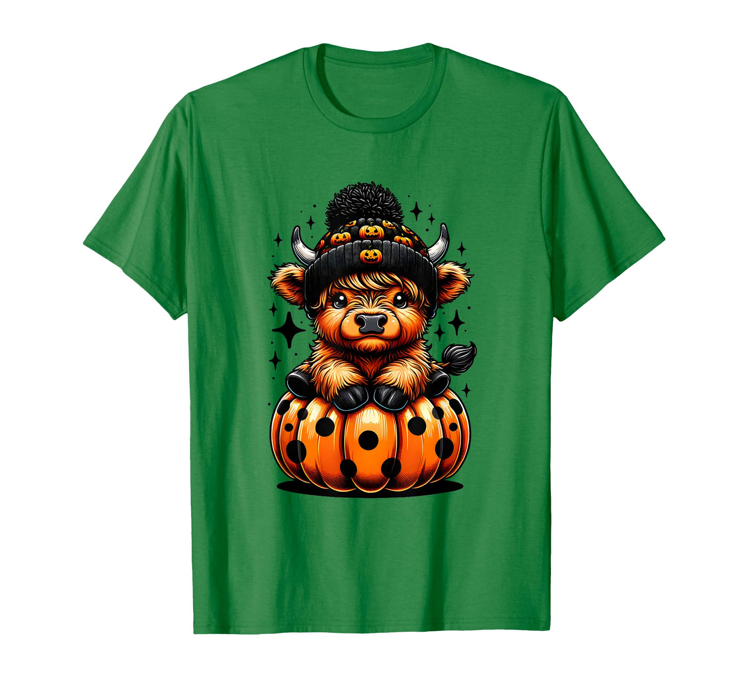 Cute Highland Cow Halloween With Pumpkin Spooky Season Funny T-Shirt