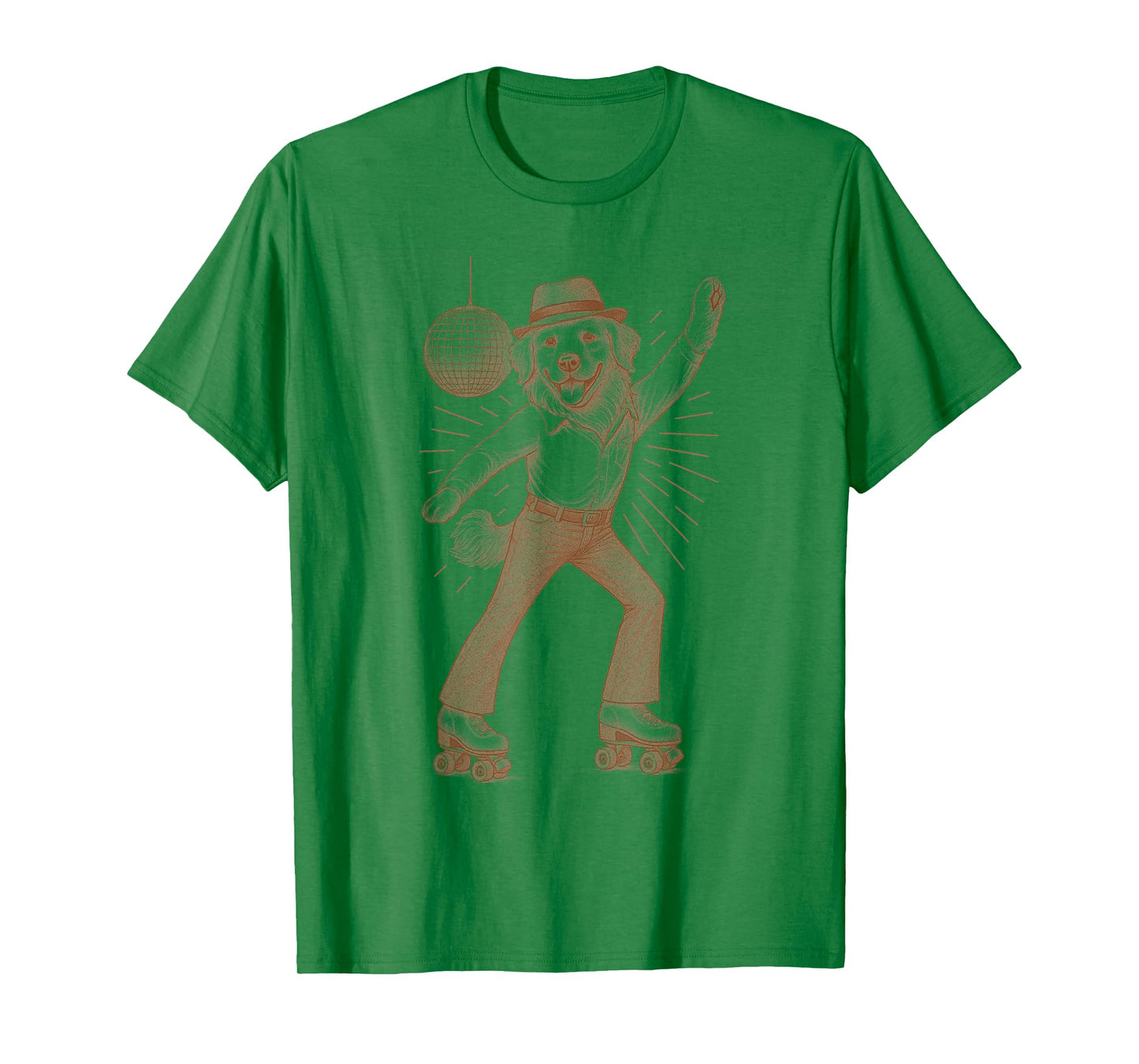 Golden Retriever Dog Lover Disco 70s Roller Skate Dog Mom T-Shirt