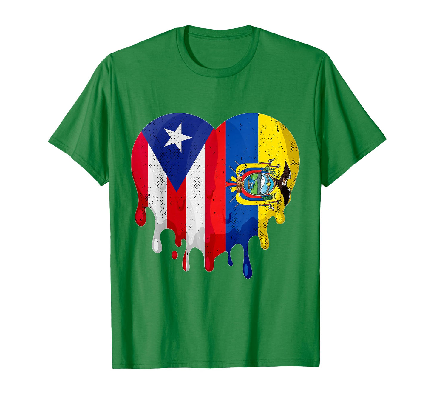 Puerto Rico Ecuador Flag Heart Citizen Grown Patriot Country T-Shirt