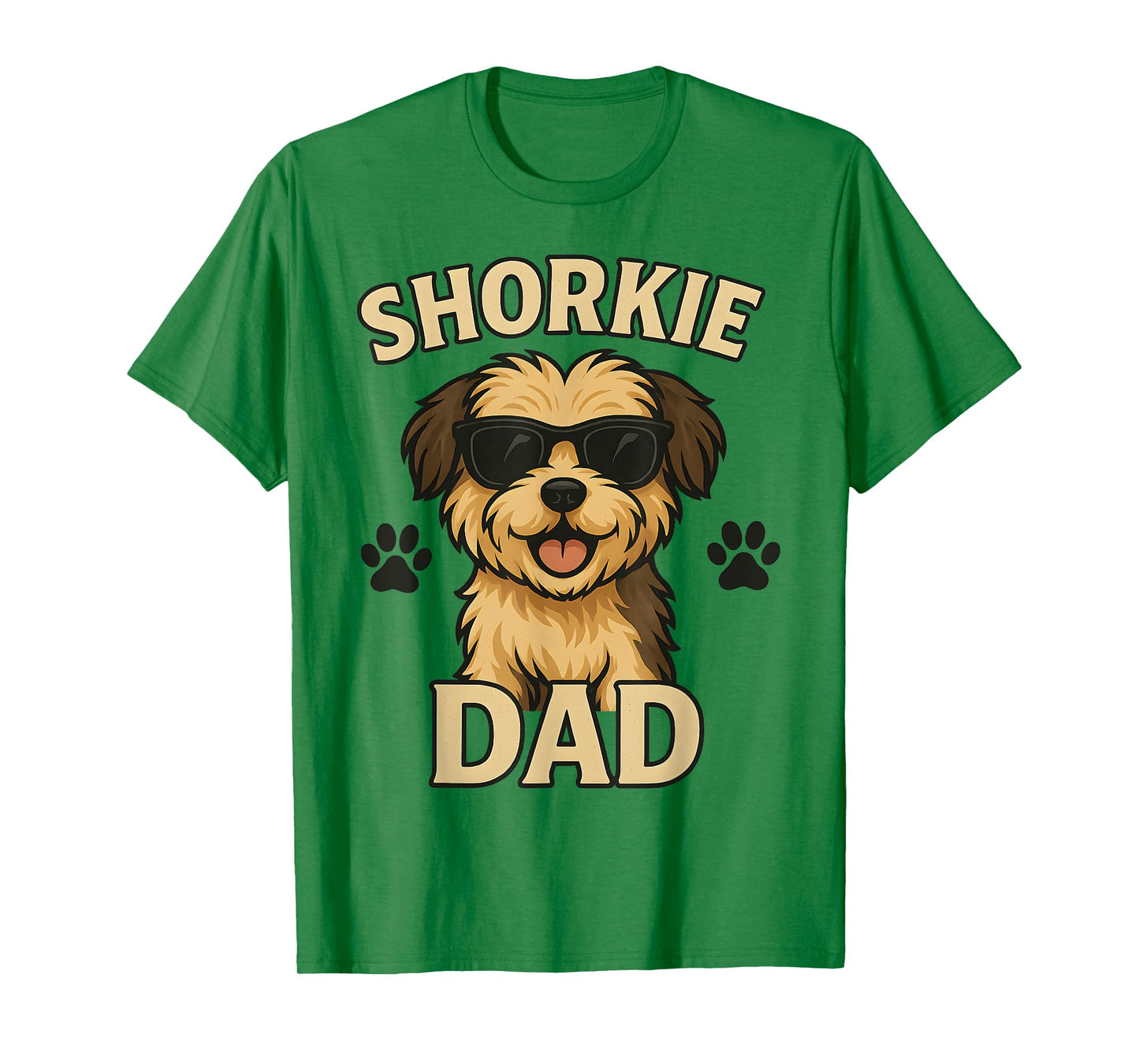 Cool Cute Kawaii Shorkie Dad Father's Day Puppy Dog Cartoon Men Women Kids T-Shirt