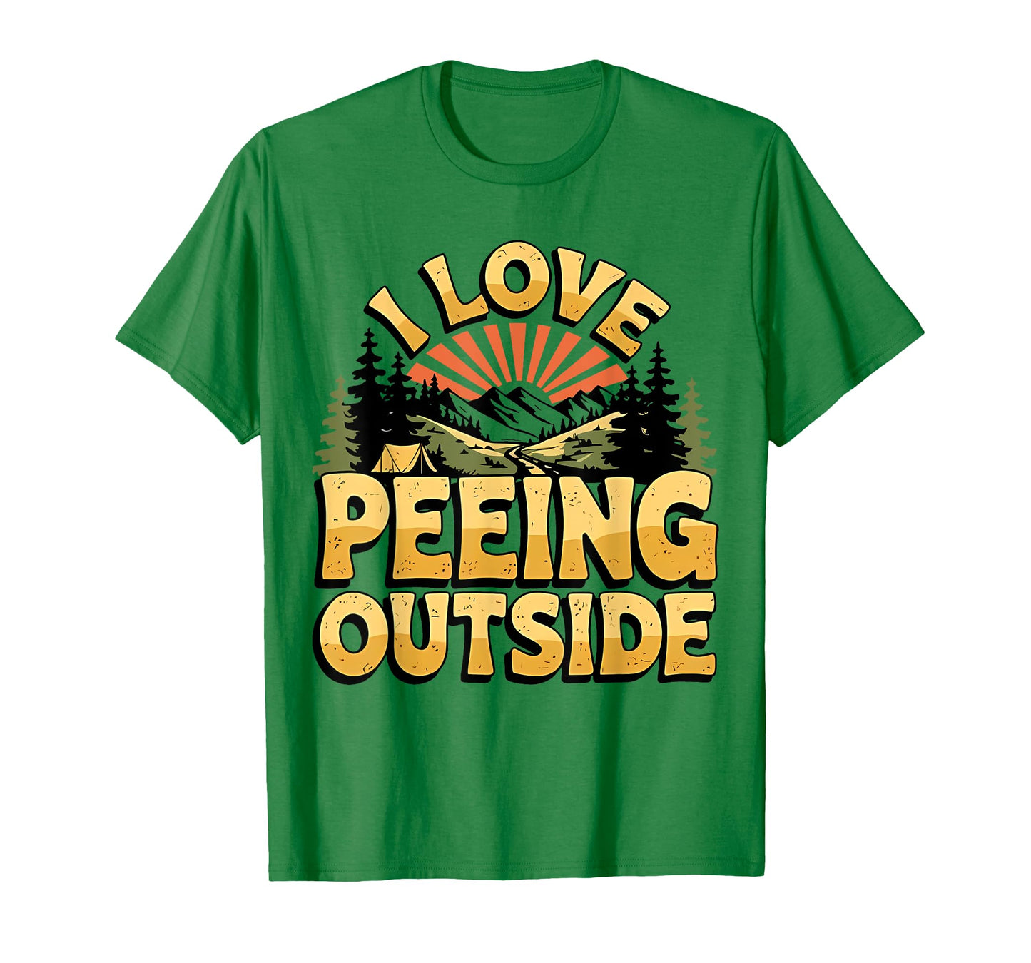 I Love Peeing Outside Retro Vintage Sunset Mountain T-Shirt