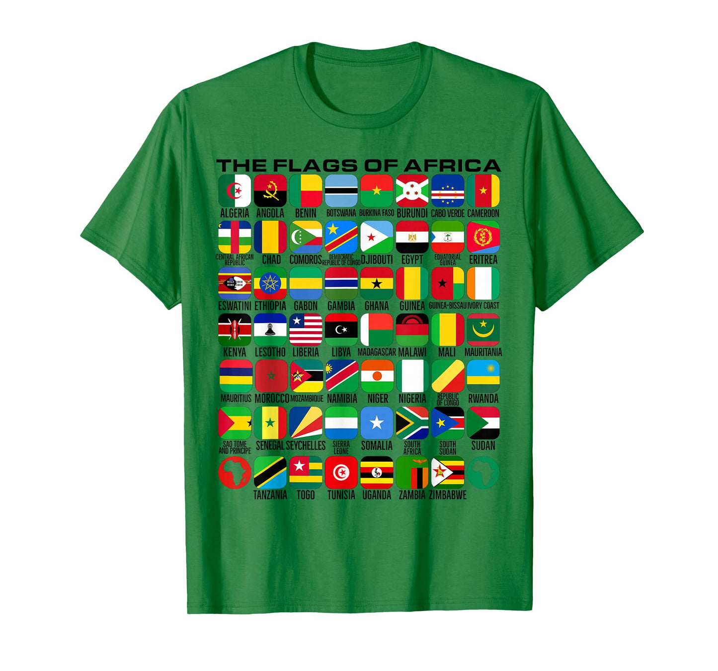 Flags of the Countries of Africa 54 Flag African Geography T-Shirt