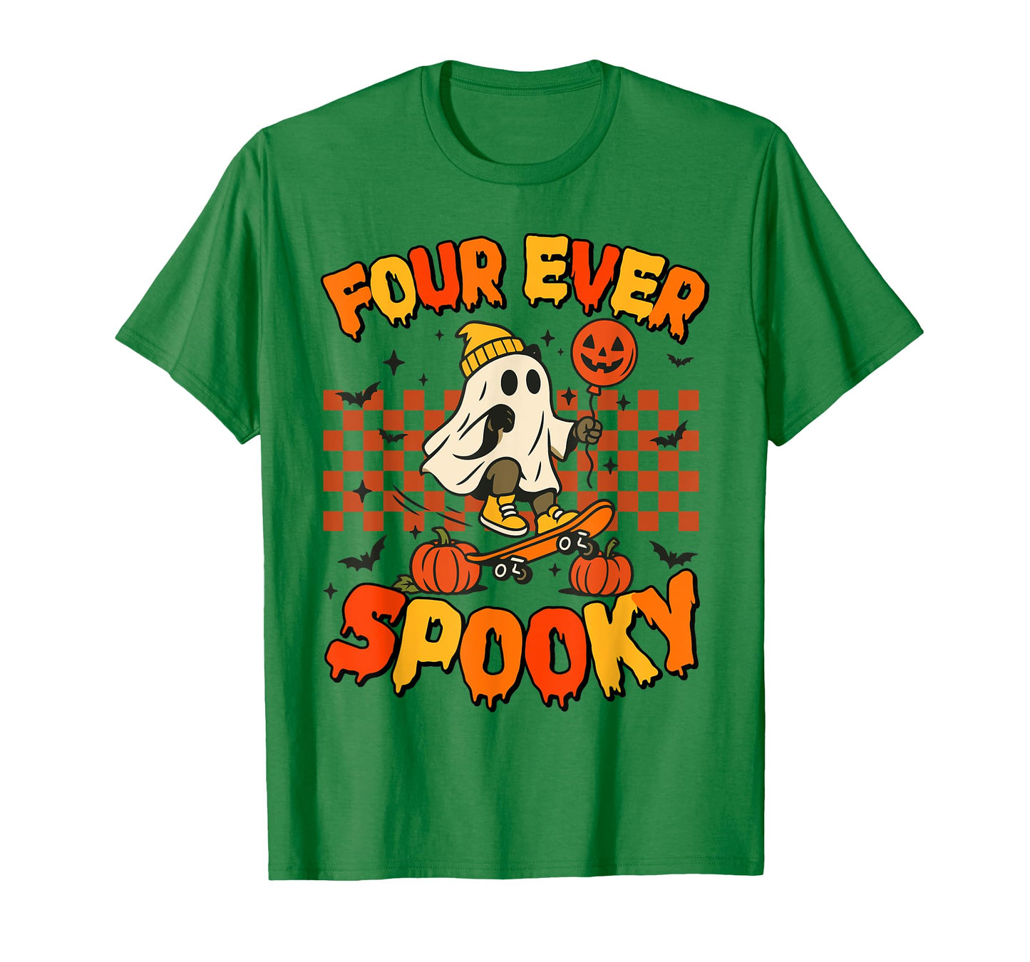 Four Ever Spooky Halloween 4th Bday Cute Ghost 4 Years Old T-Shirt