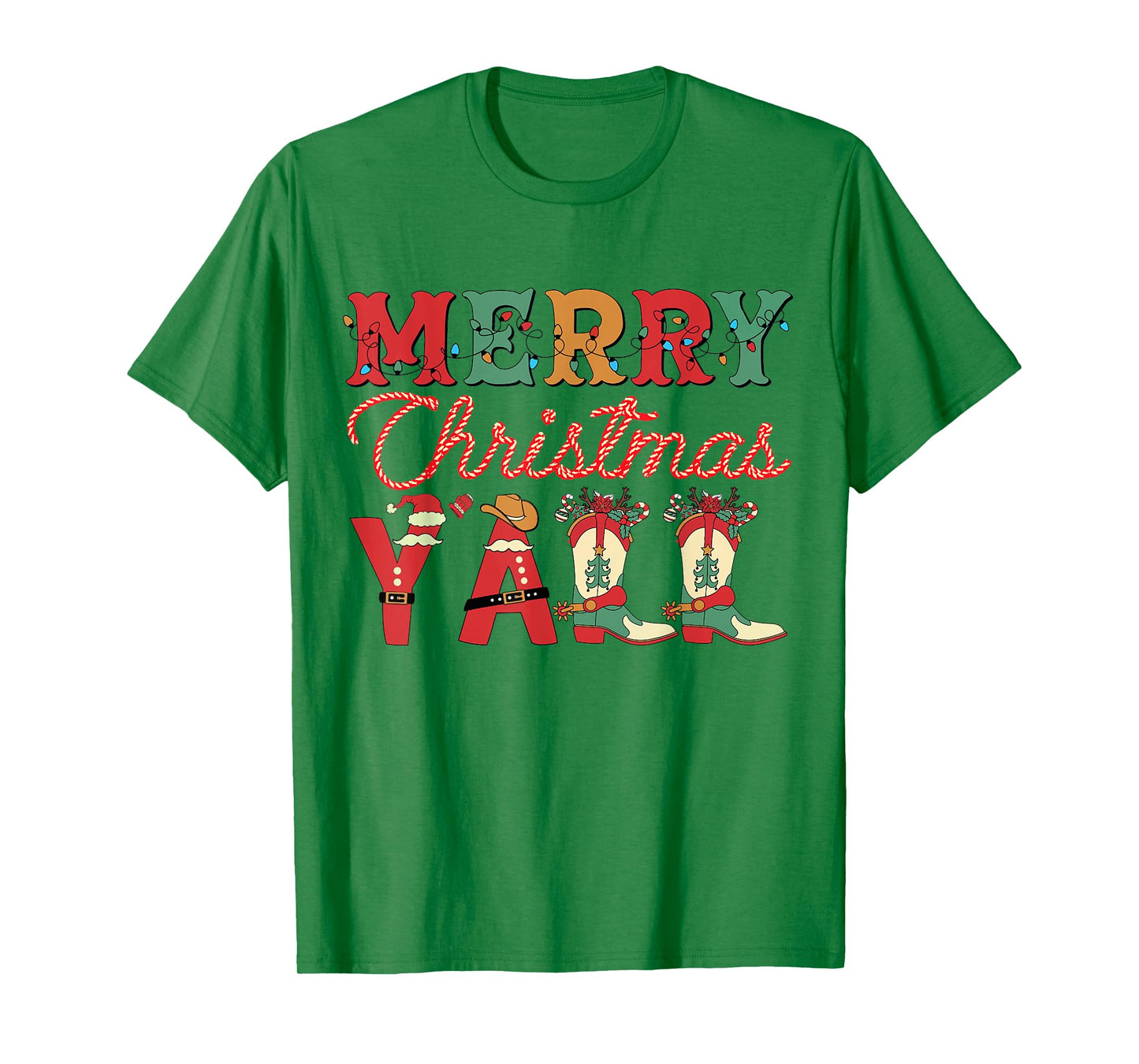 Howdy Christmas Yall Boots Cowgirl Vintage Xmas Pajamas T-Shirt