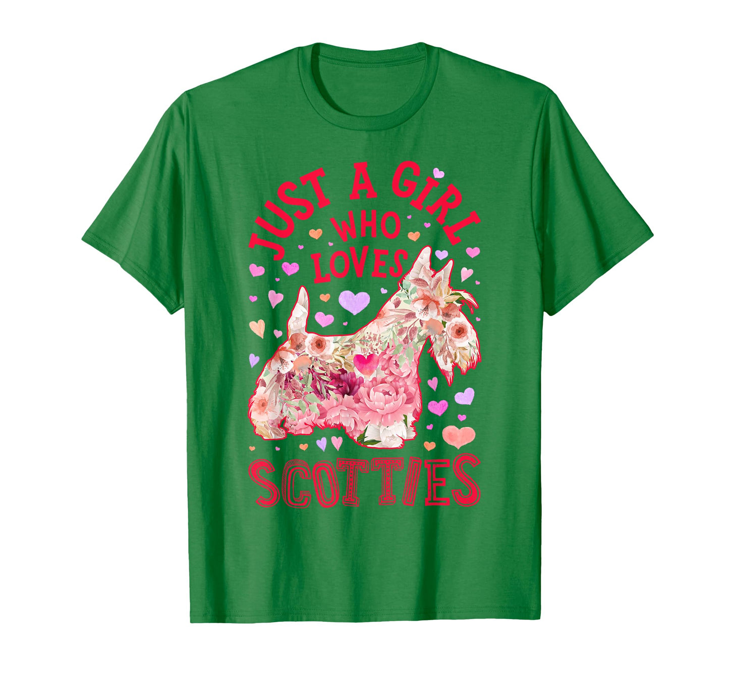Scottie Scottish Terrier Just A Girl Who Loves Dog Flower T-Shirt