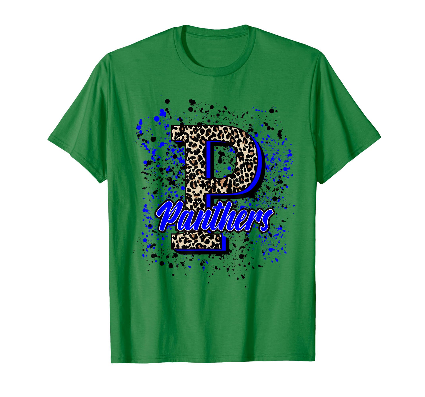 Panthers Mascot Blue Black School Spirit T-Shirt