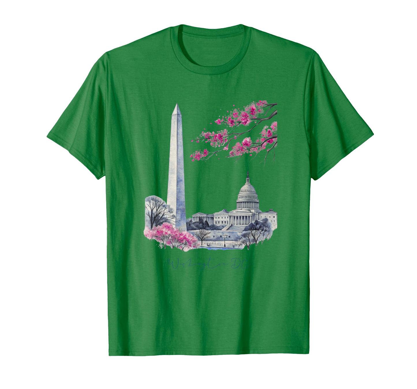 Washington DC Landmarks Cherry Blossoms Art T-Shirt