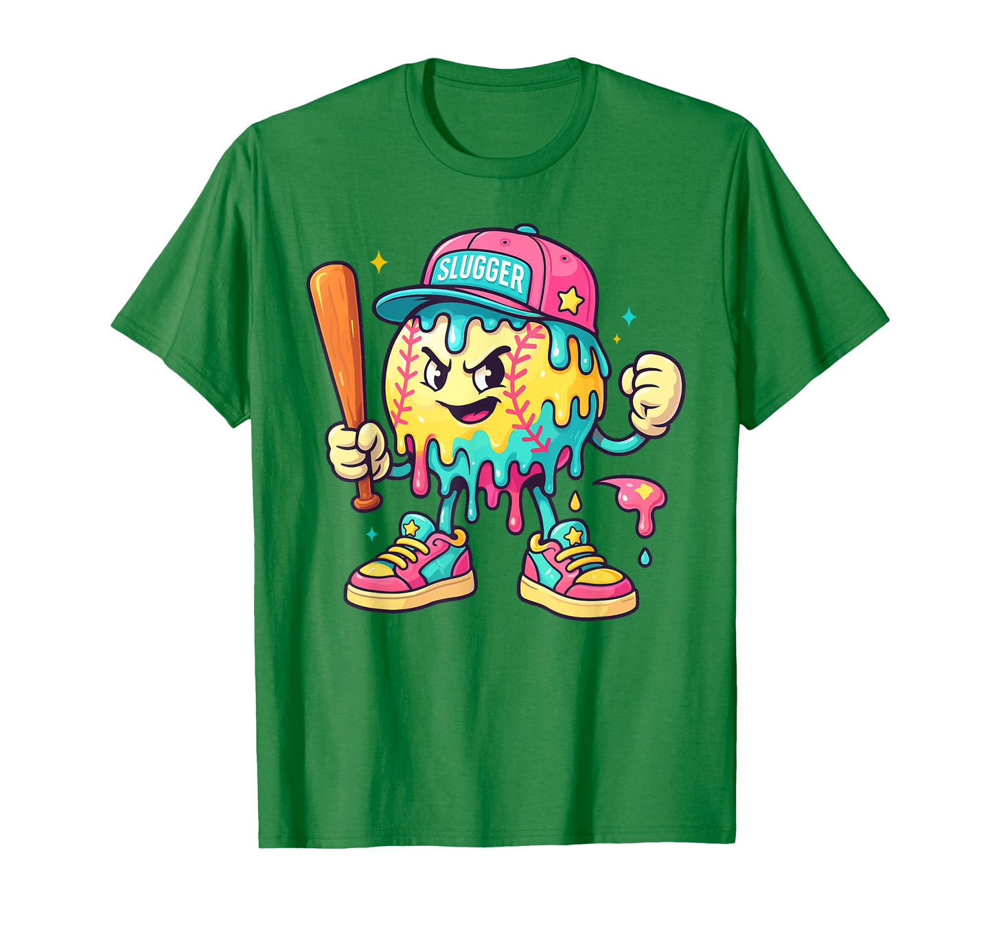 Baseball Ice Cream Drip with Sprinkles Men Boys Kids T-Shirt