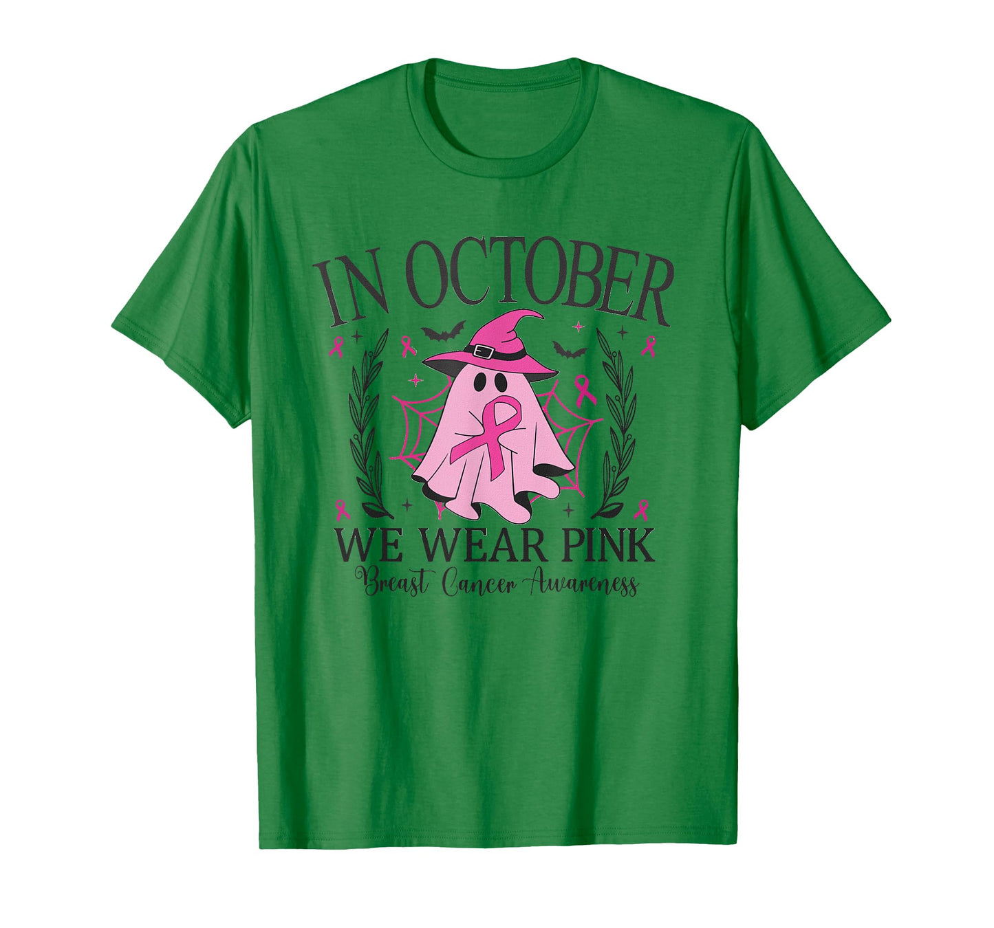 In October We Wear Pink Breast Cancer Awareness Halloween T-Shirt