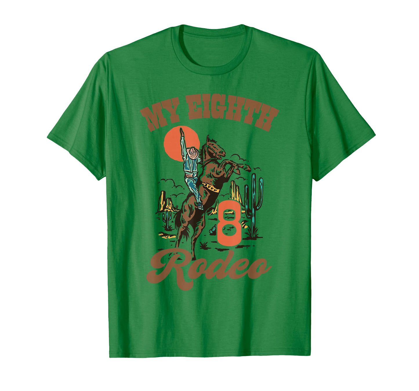 My Eight Rodeo Retro Western 8th Birthday Country Cowboy T-Shirt
