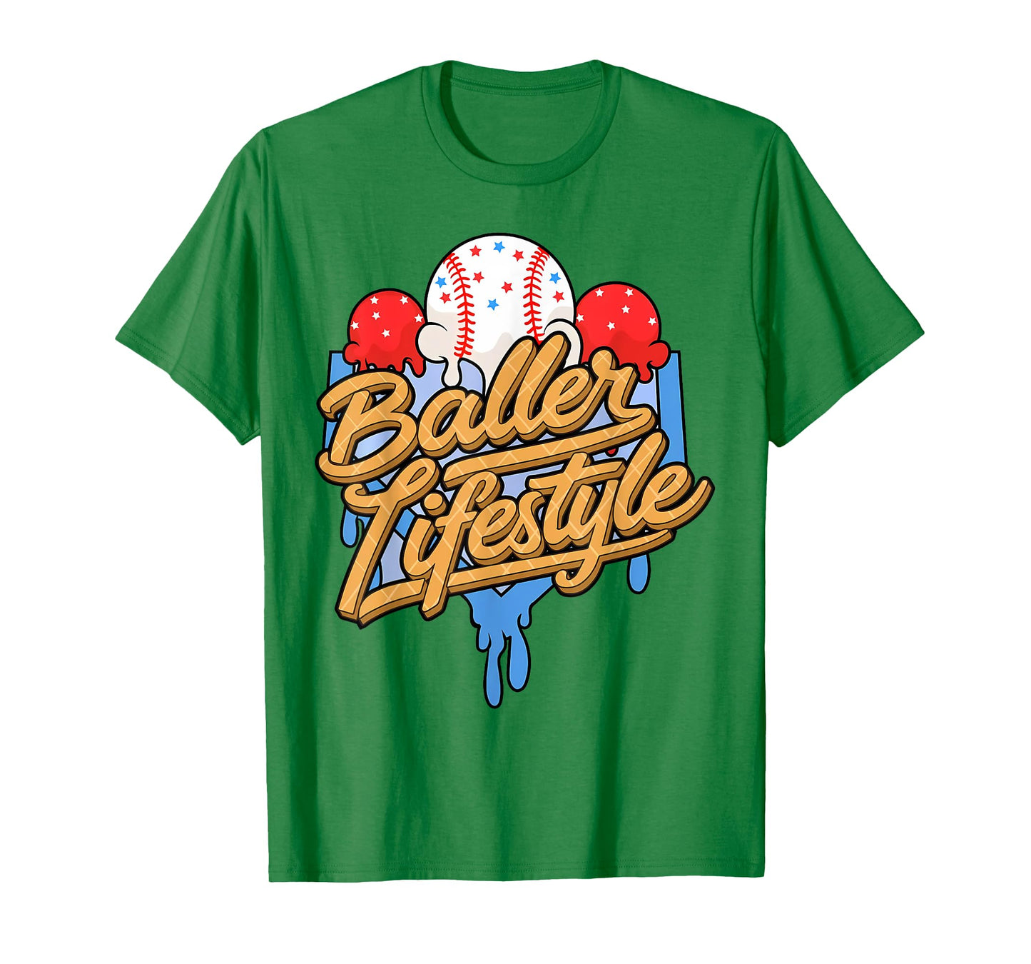 Baller Lifestyle Home Plate Ice Cream Drip Men Boys Kids T-Shirt