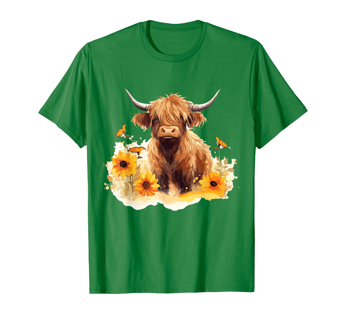Scottish Highland Cow Sunflowers Heifer Country Farmer Girl T-Shirt