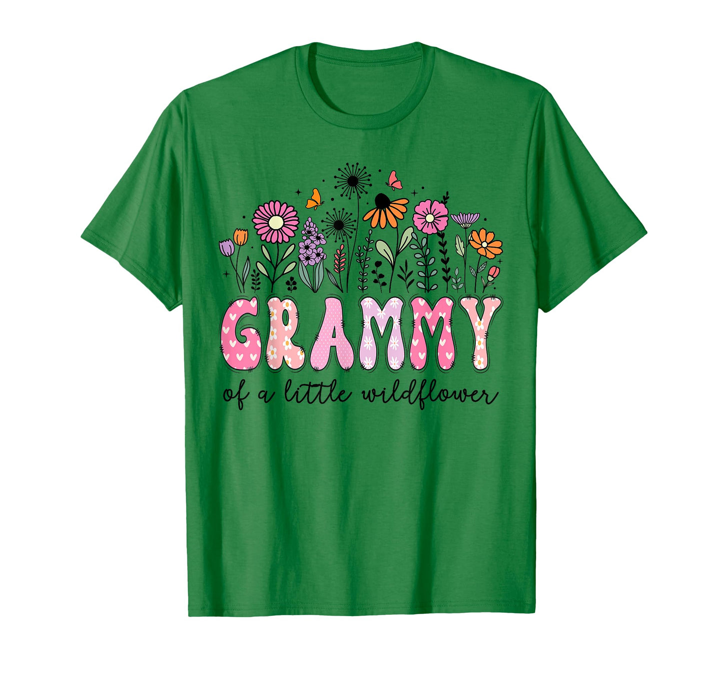 Grammy Of The Little Wildflower Pink Floral Birthday Girl T-Shirt