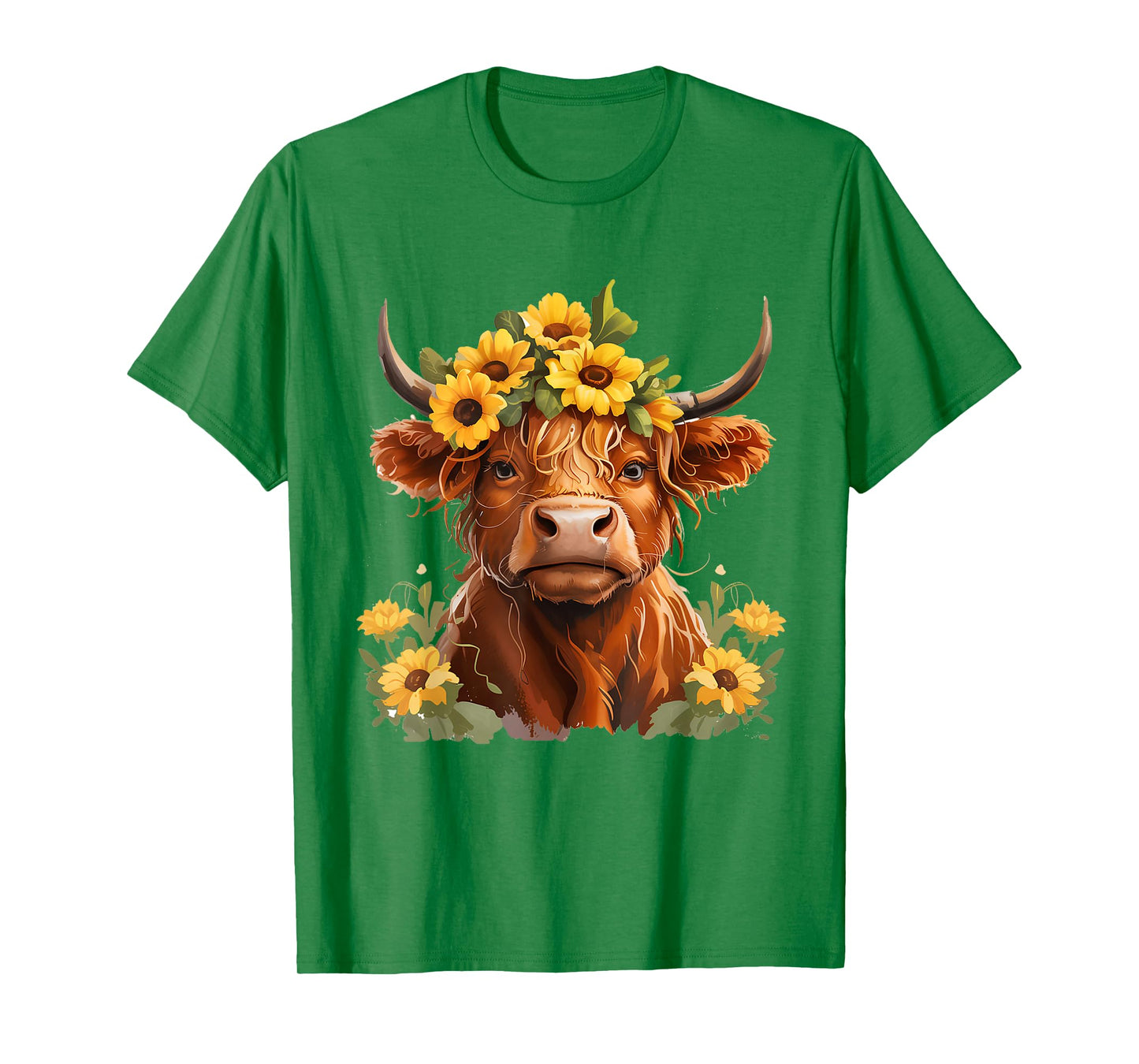 Scottish Highland Cow Sunflower Heifer Country Farmer Girls T-Shirt