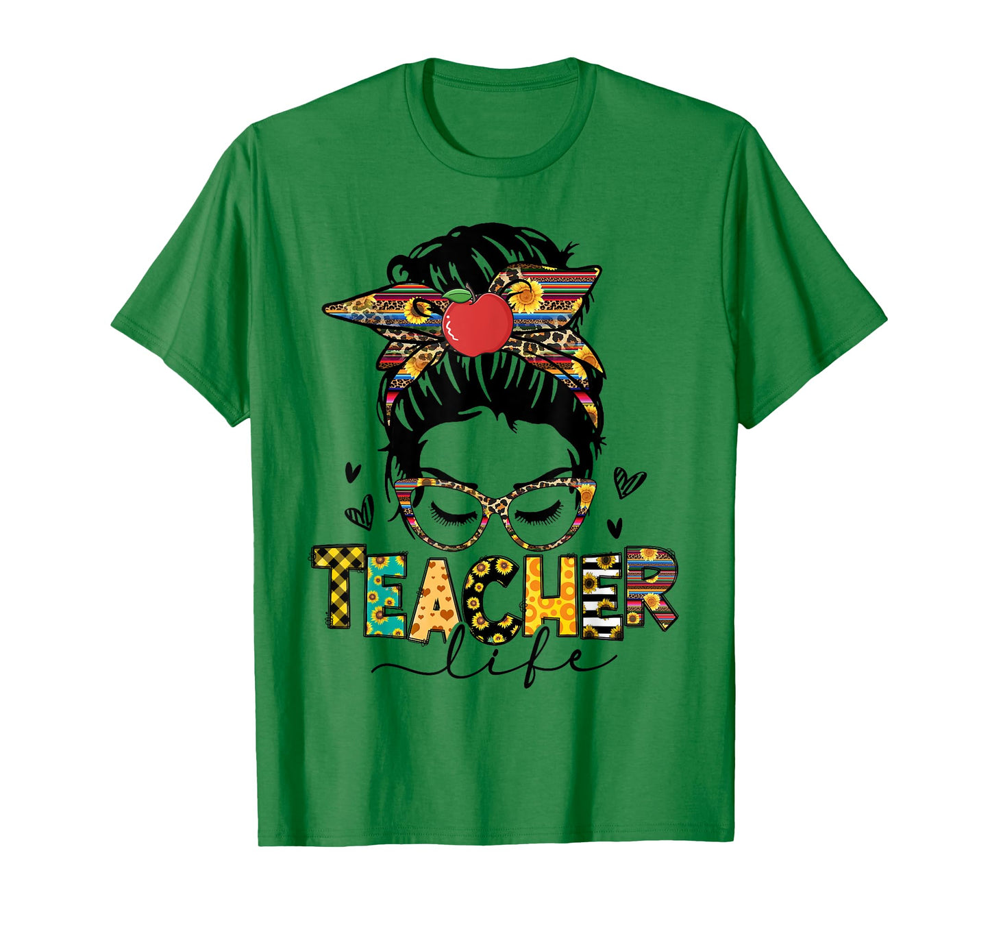 Teacher Life Messy Bun Hair Teacher Back To School T-Shirt