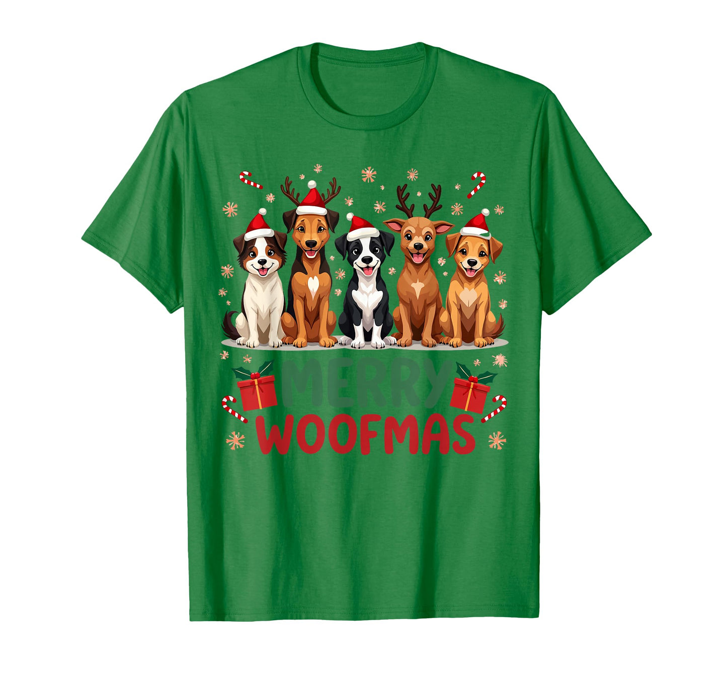 Merry Woofmas Cute Christmas Dog Mom Funny Holiday T-Shirt