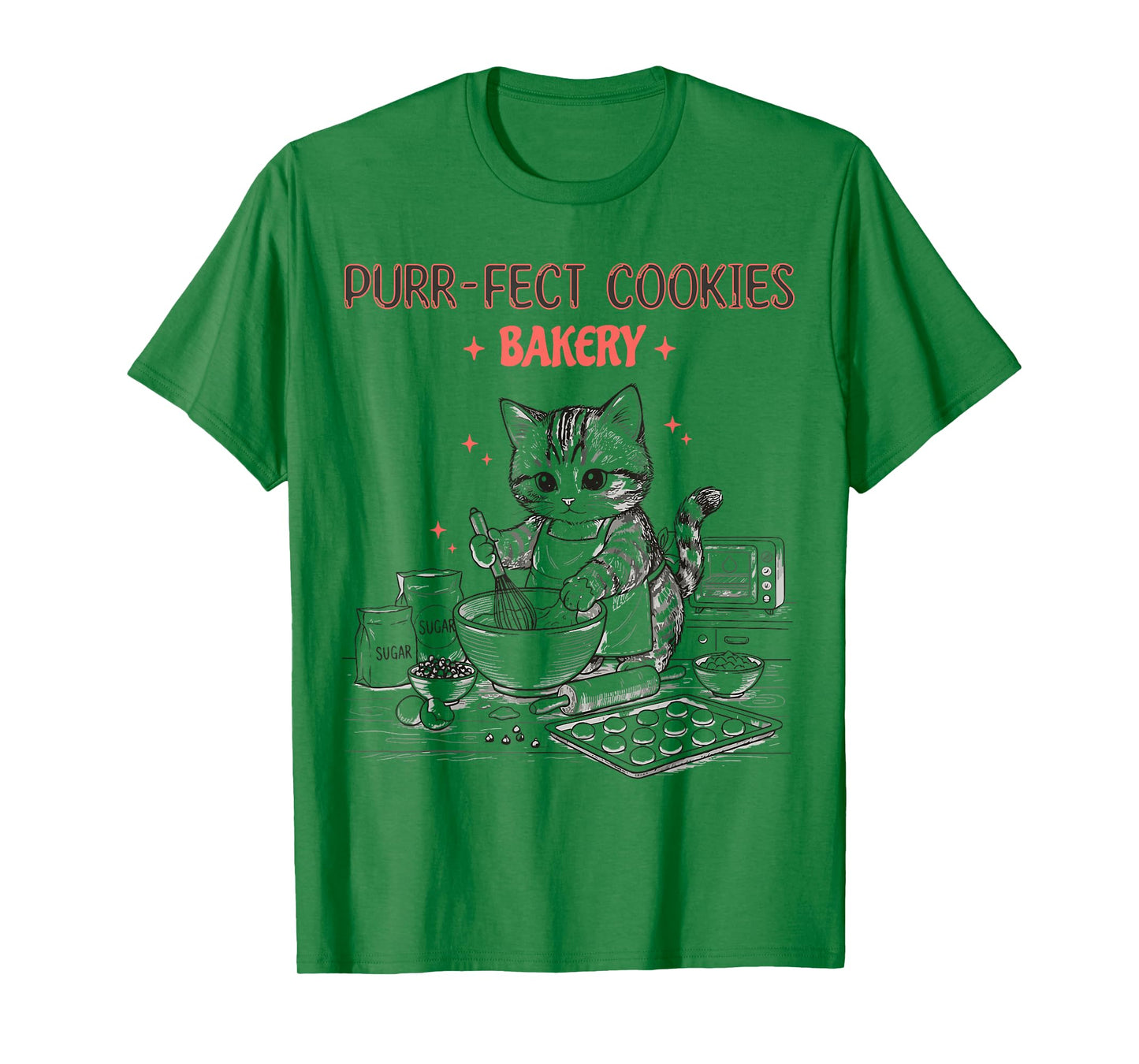 Funny Cat Baking Cookies Purrfect Kitchen Chef T-Shirt