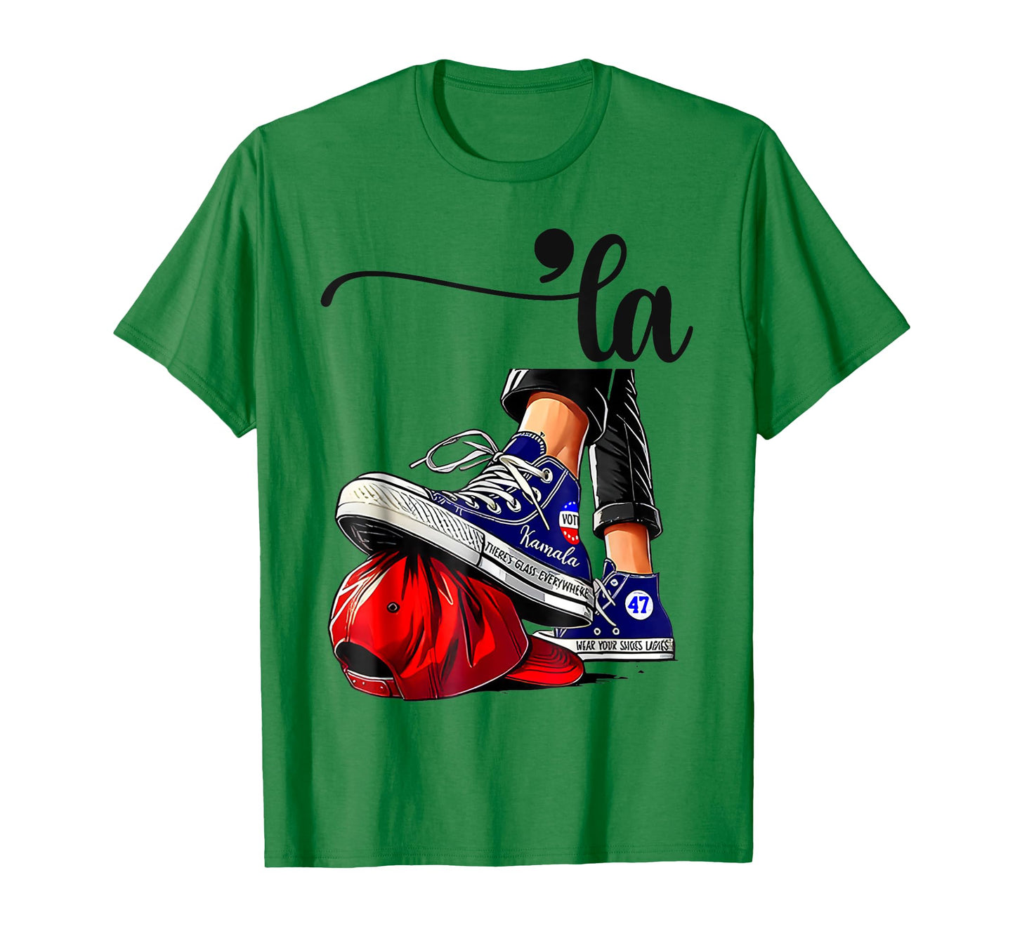 Kamala Harris High Heels Stepping On Red MAGA Hat T-Shirt