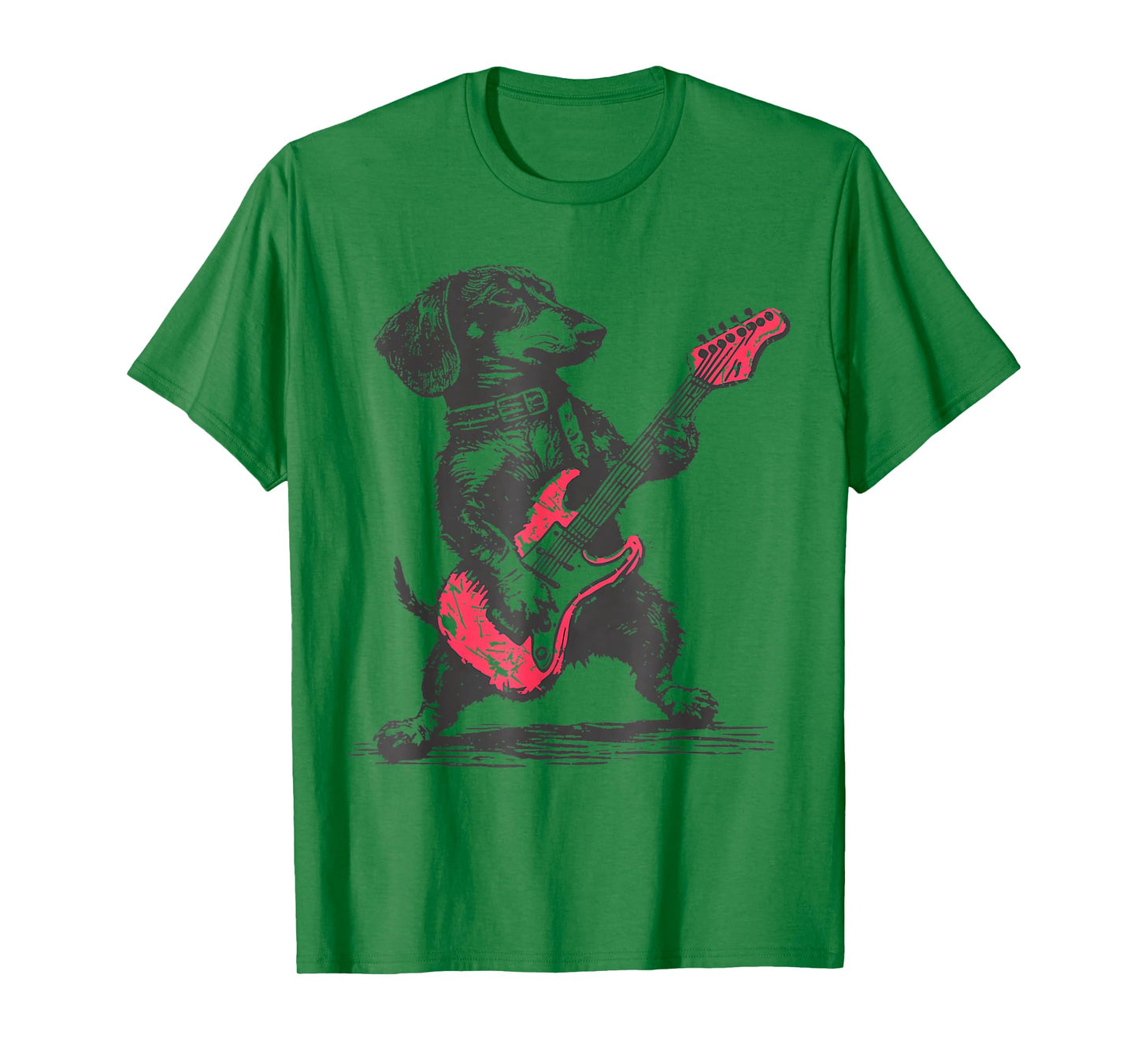 Vintage Dachshund Playing Guitar Weenie Rock and Roll T-Shirt
