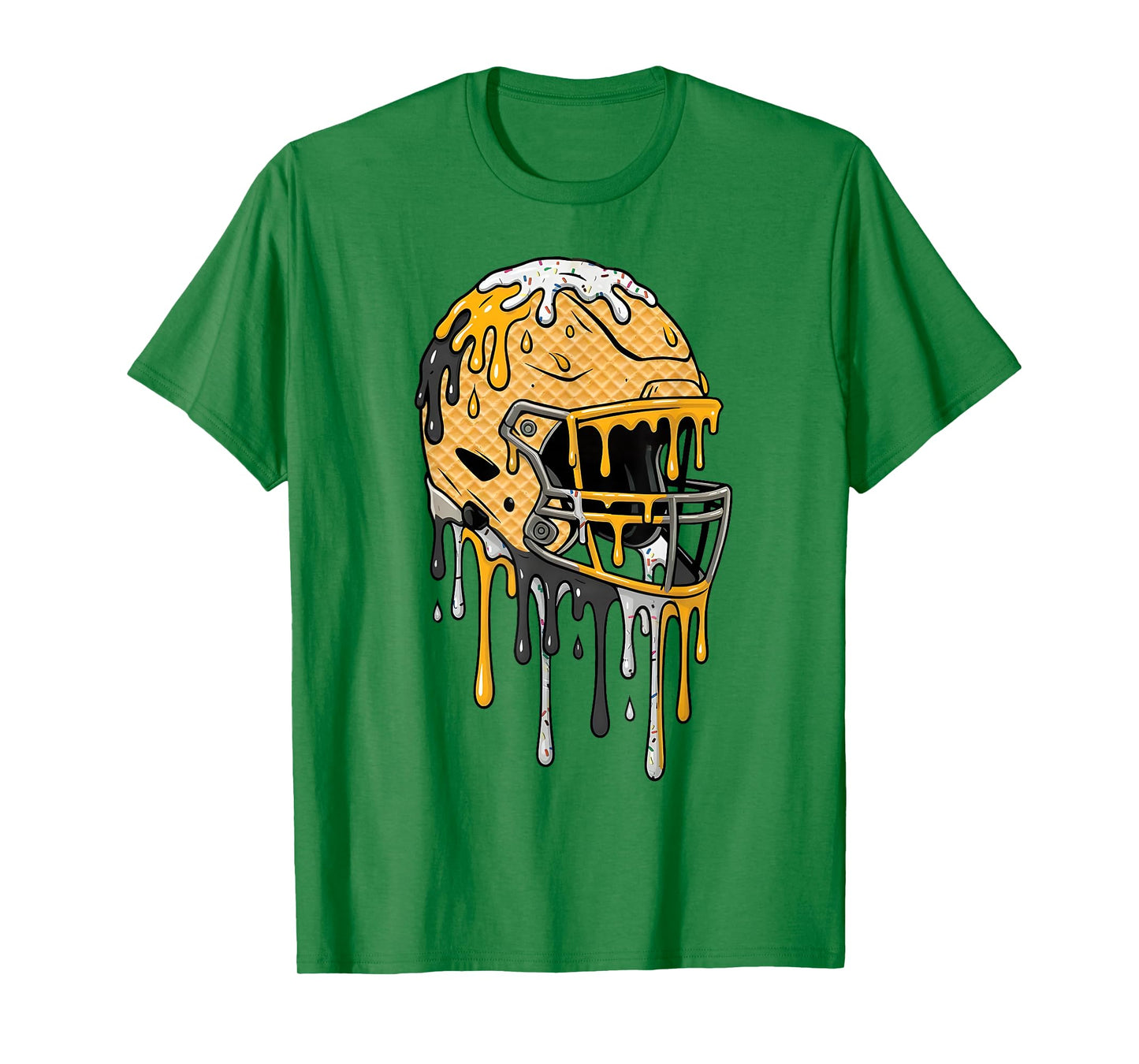 Football Helmet Black and Gold Ice Cream Drip Boys Kids T-Shirt