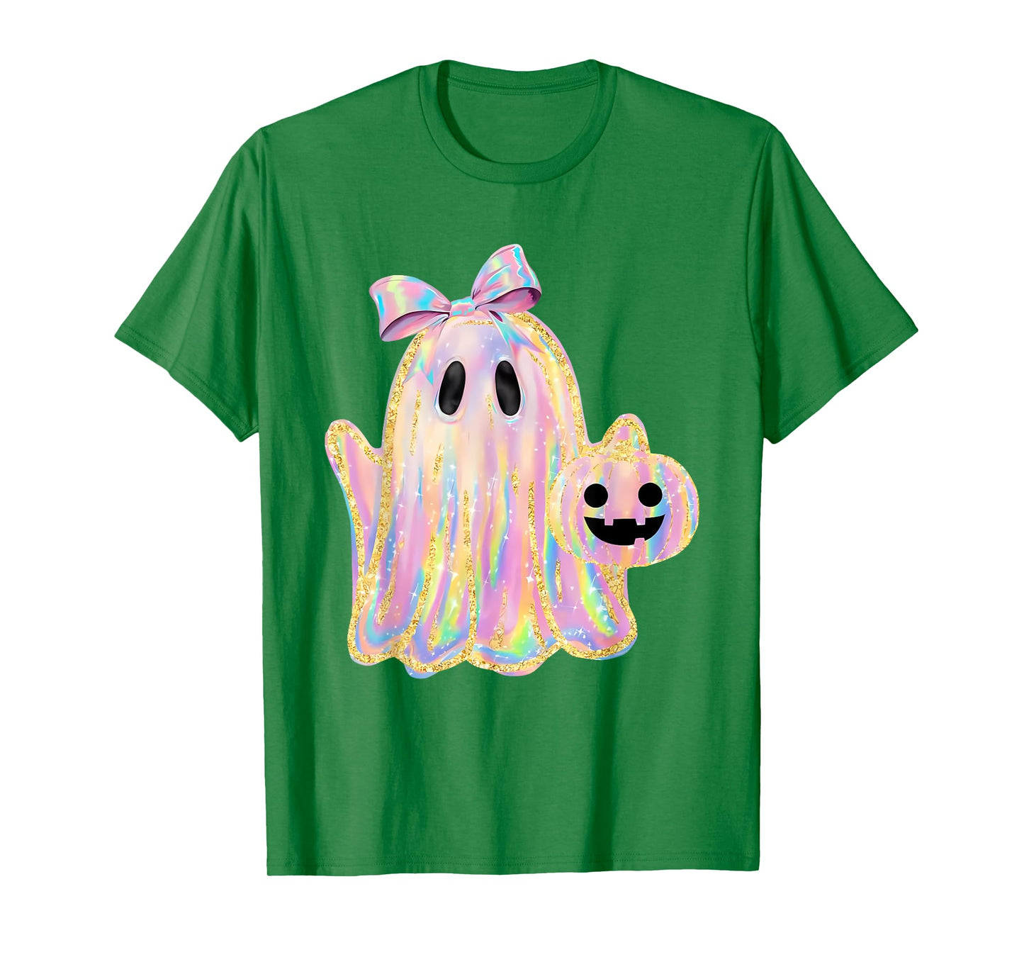Disco Ghost Pumpkin Halloween Girly Coquette Bow T-Shirt