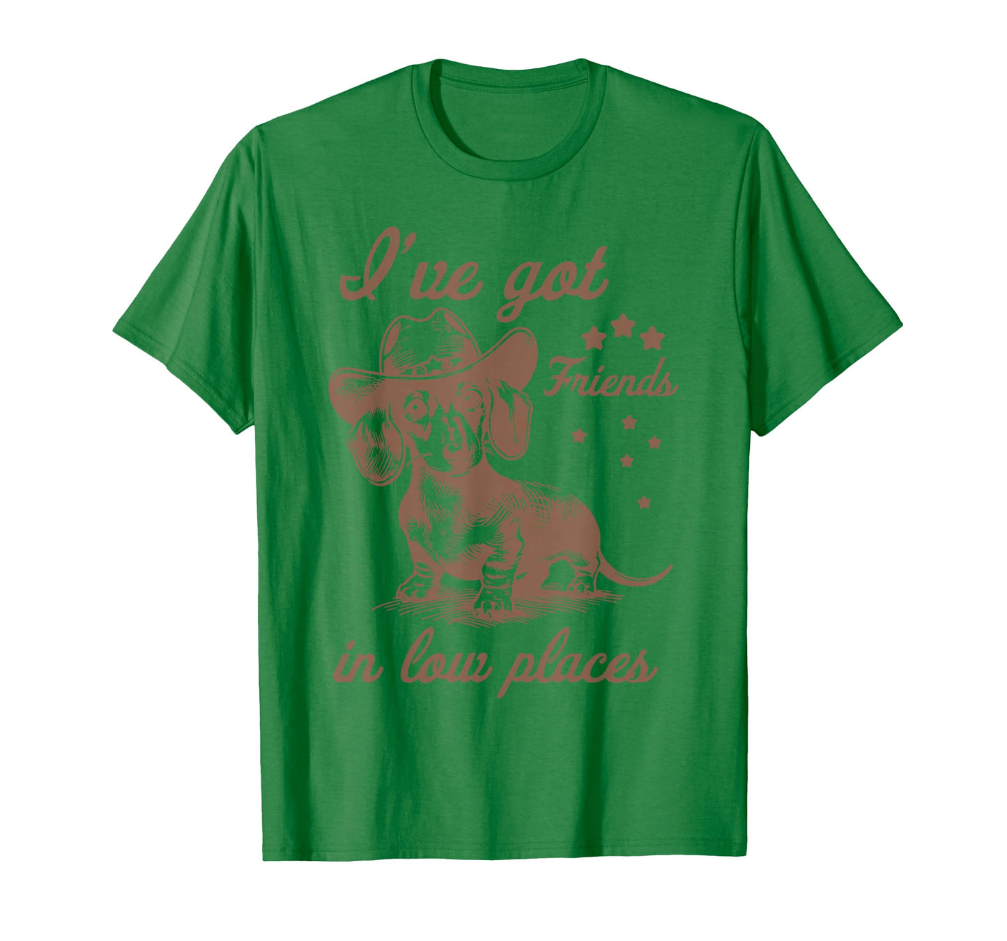 Retro I've Got Friends In Low Places Funny Dachshund Cowboy T-Shirt