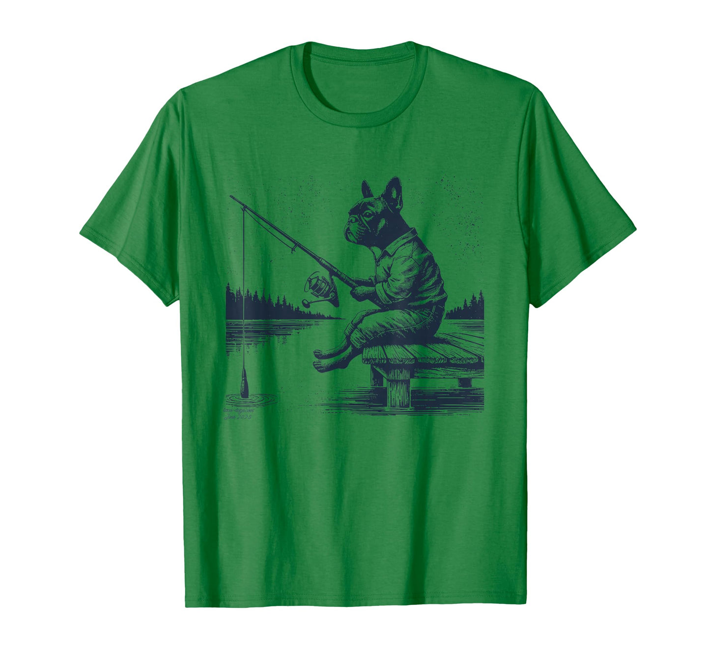 French Bulldog Frenchie Fishing Funny Fish Dog Mom Pet Dad T-Shirt