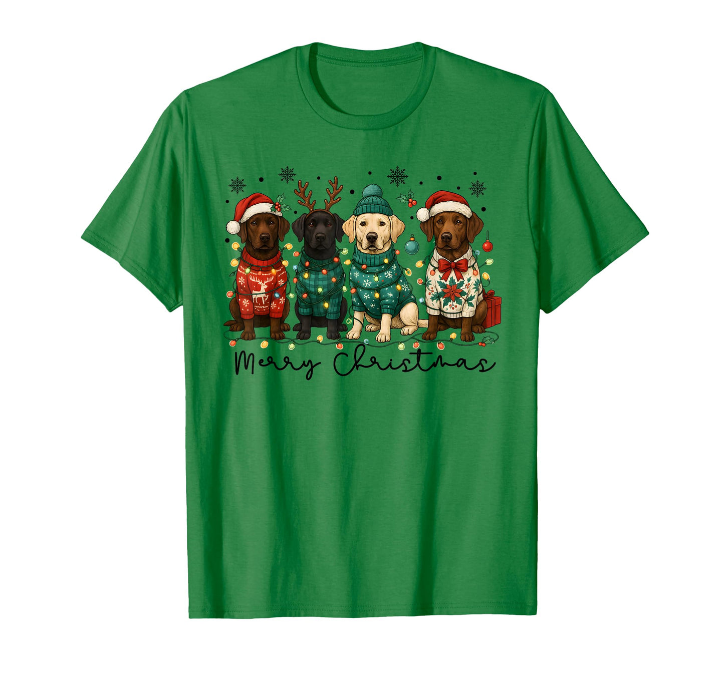 Merry Christmas Labrador Dog Retro Xmas Puppy Men Women Kids T-Shirt