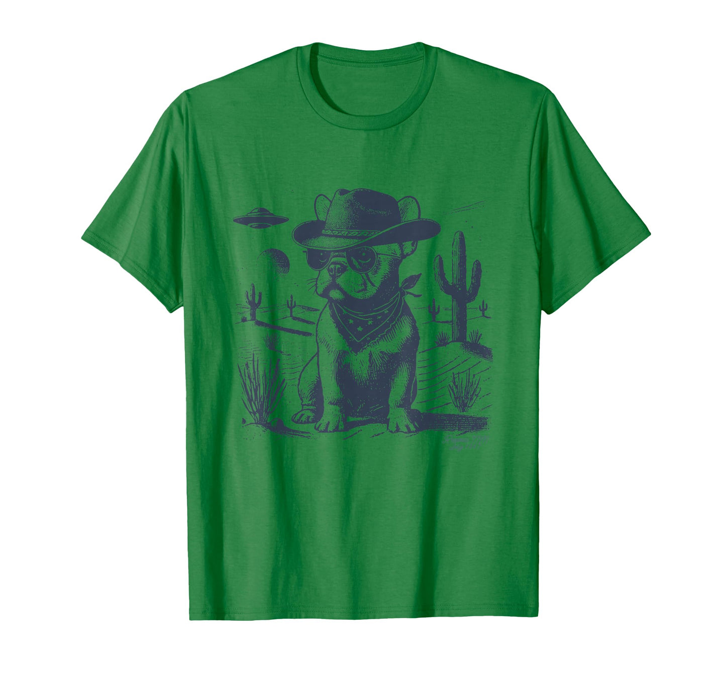 French Bulldog Frenchie Cowboy UFO Vintage Dog Mom Pet Dad T-Shirt