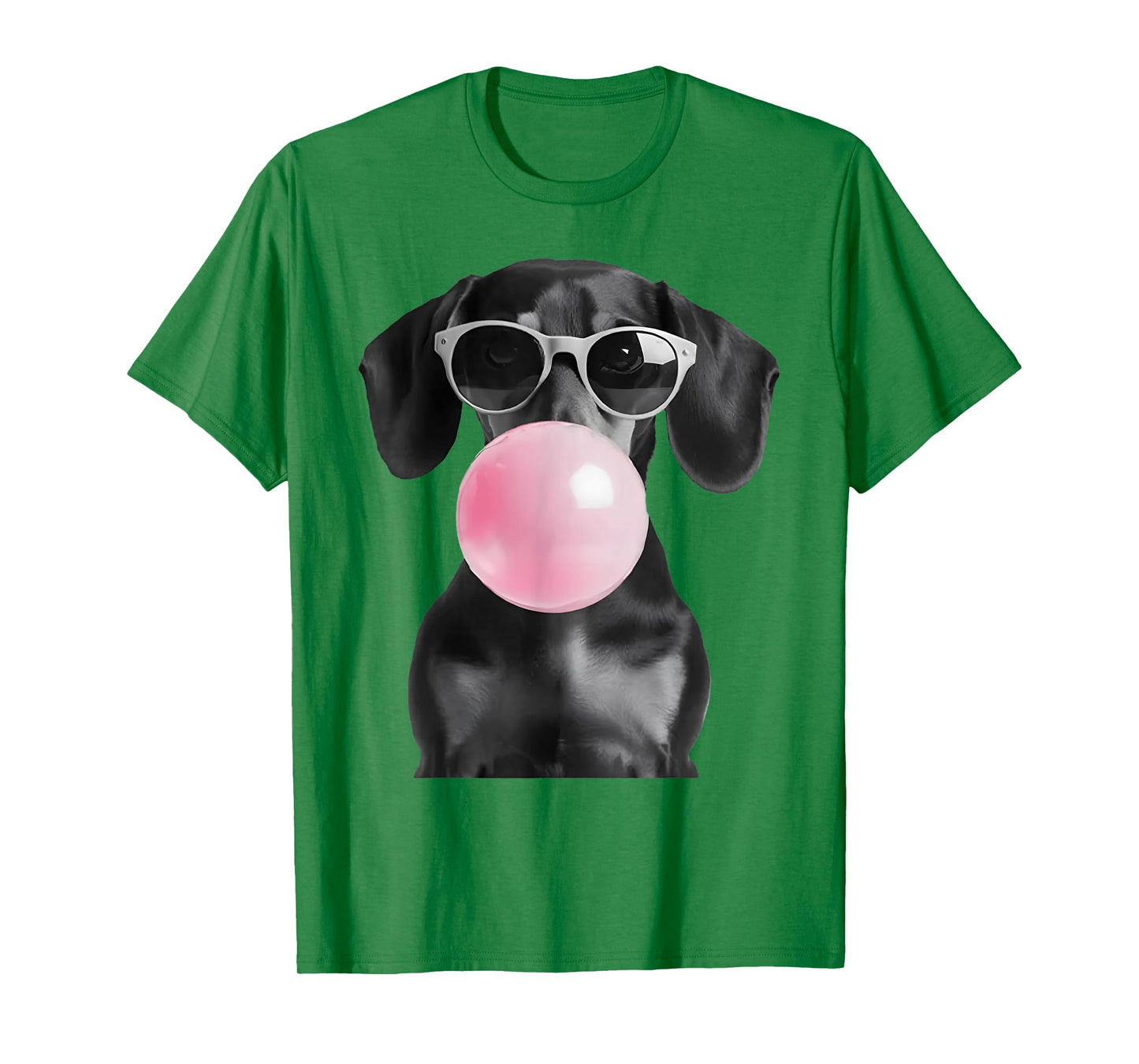 Cute Black Dachshund Dog with Heart Glasses Bubble Gum T-Shirt