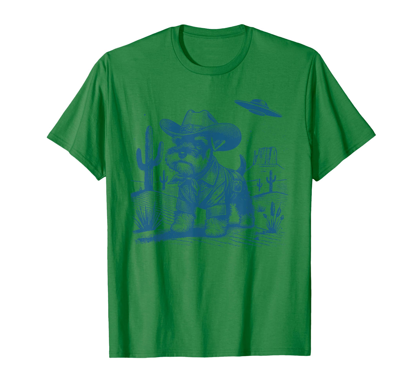 Schnauzer Vintage UFO Western Funny Cowboy Schnauzer UFO T-Shirt
