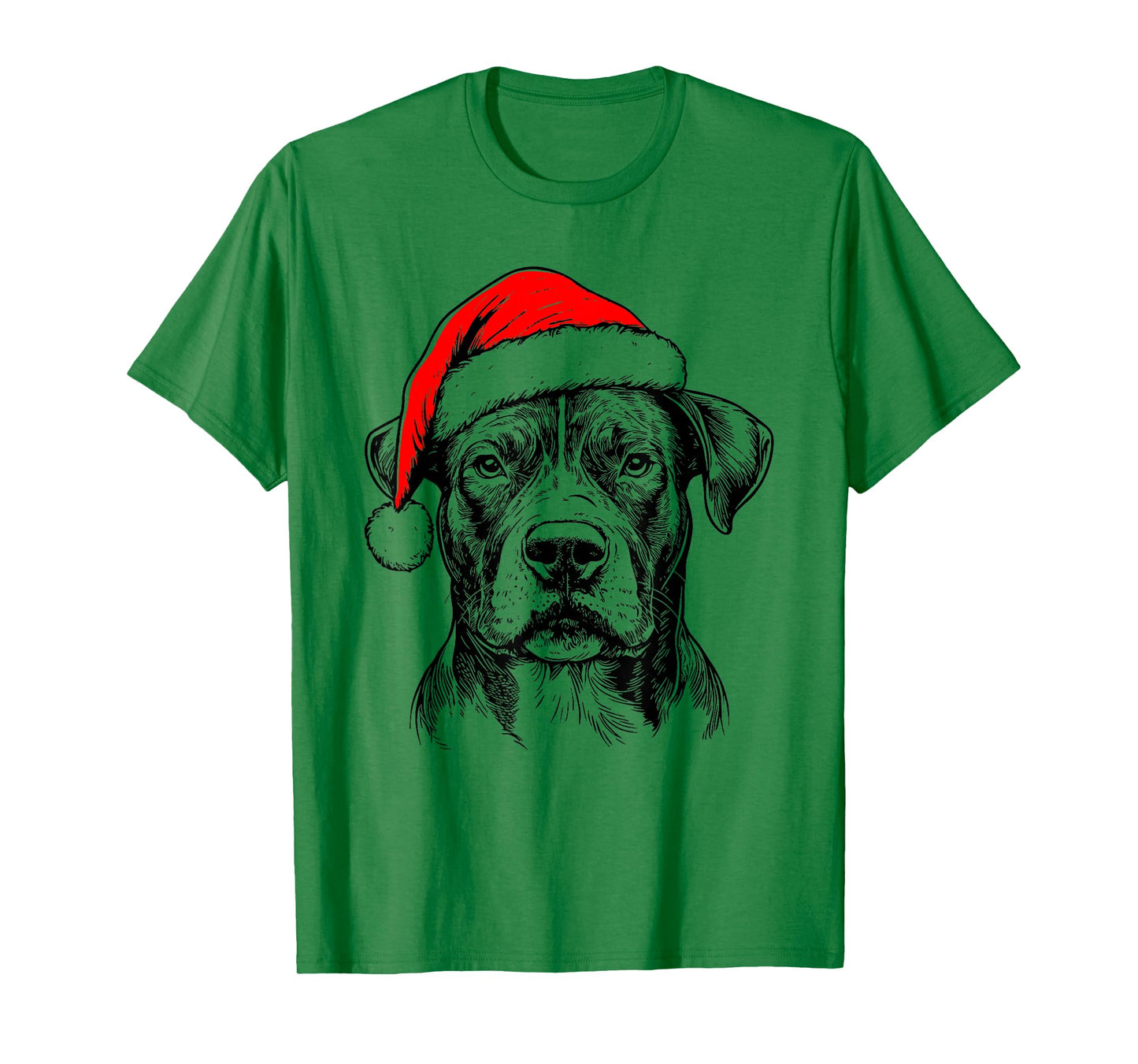 Pitbull with Santa Hat Christmas Dog Lover T-Shirt