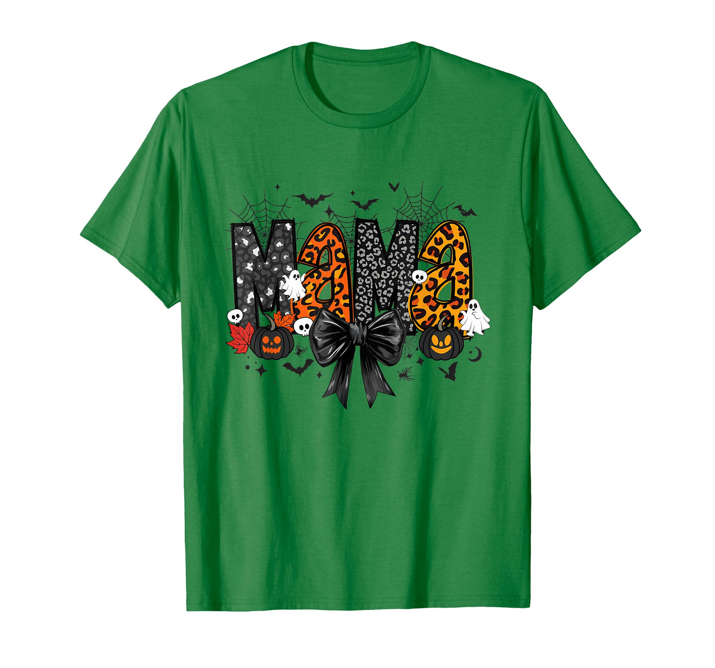 Mama Leopard Halloween Pumpkin Ghost For Mom Women T-Shirt