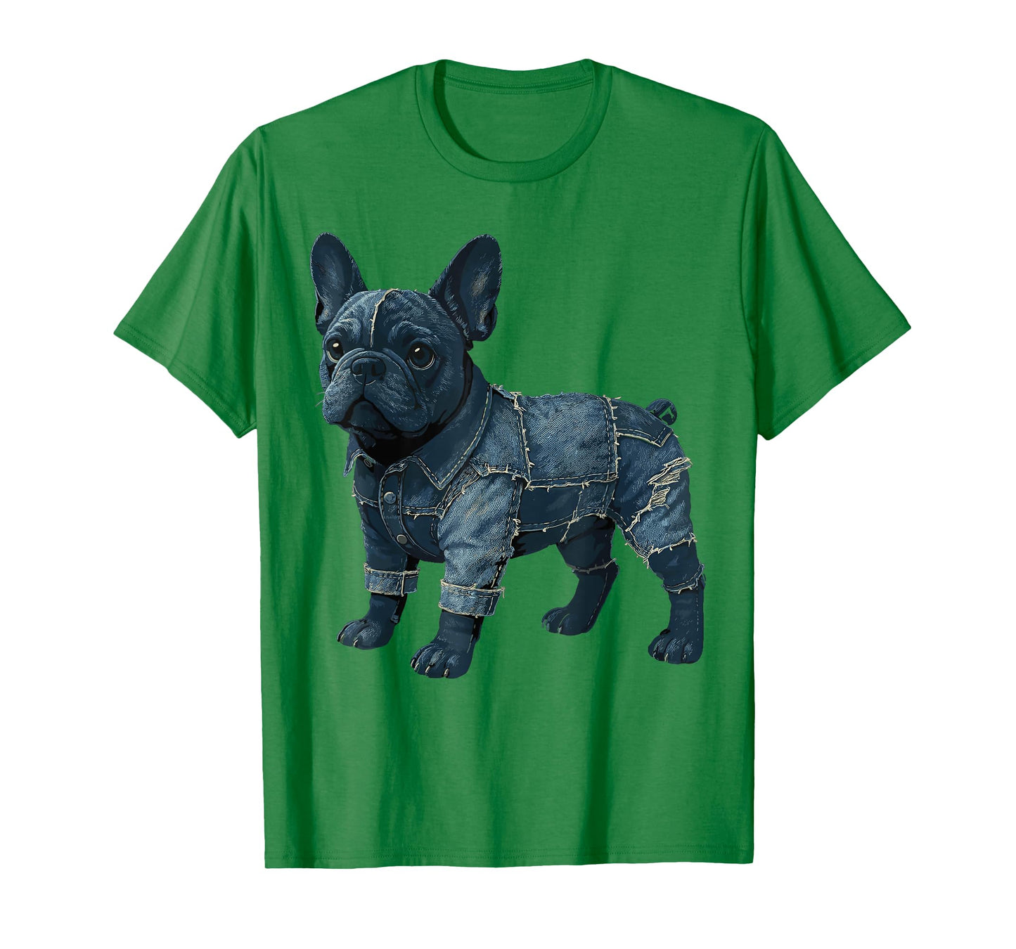 English Bulldog Patchwork Denim Shirt Women, Cute Dog Mom T-Shirt