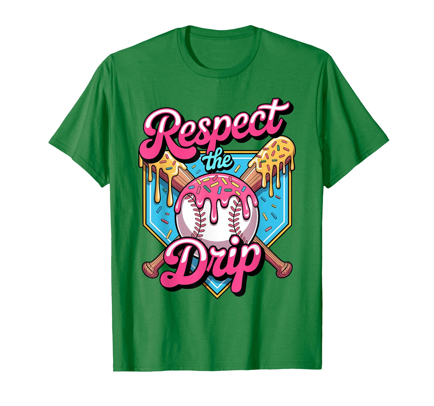 Respect The Drip Baseball Home Plate Ice Cream Dripping T-Shirt