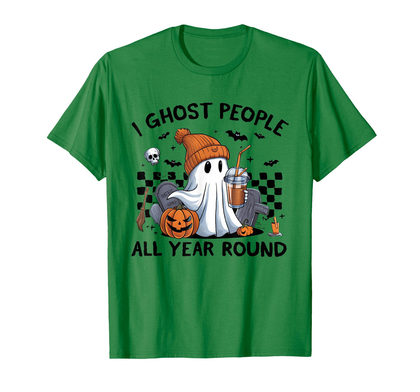 I Ghost People All Year Round Halloween Coffee Lover Outfit T-Shirt