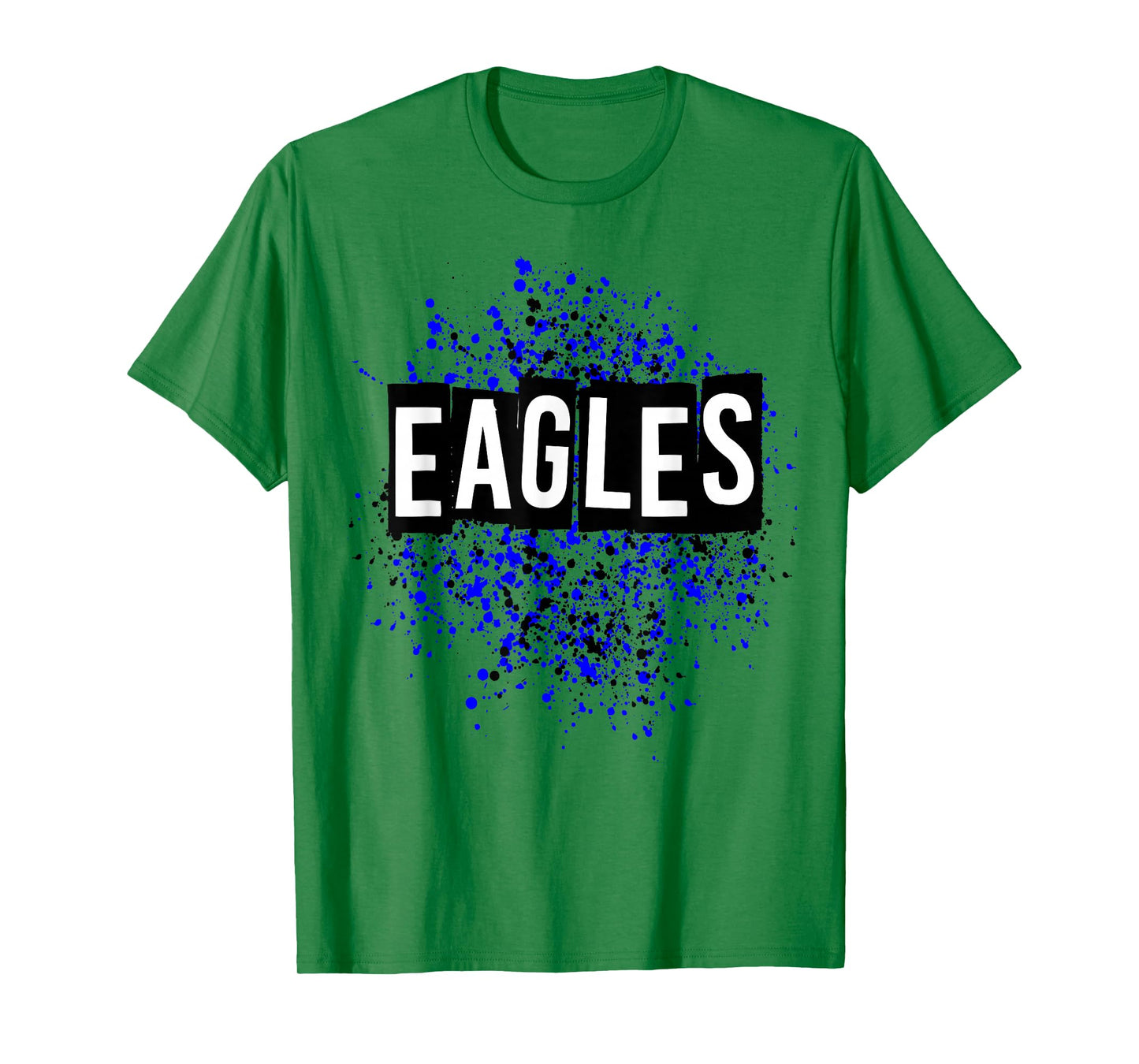 Splatter Dots Eagles School Spirit Blue Black T-Shirt