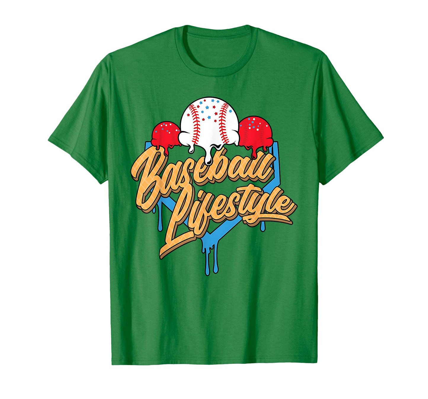 Baseball Lifestyle Home Plate Ice Cream Drip Men Boys Youth T-Shirt
