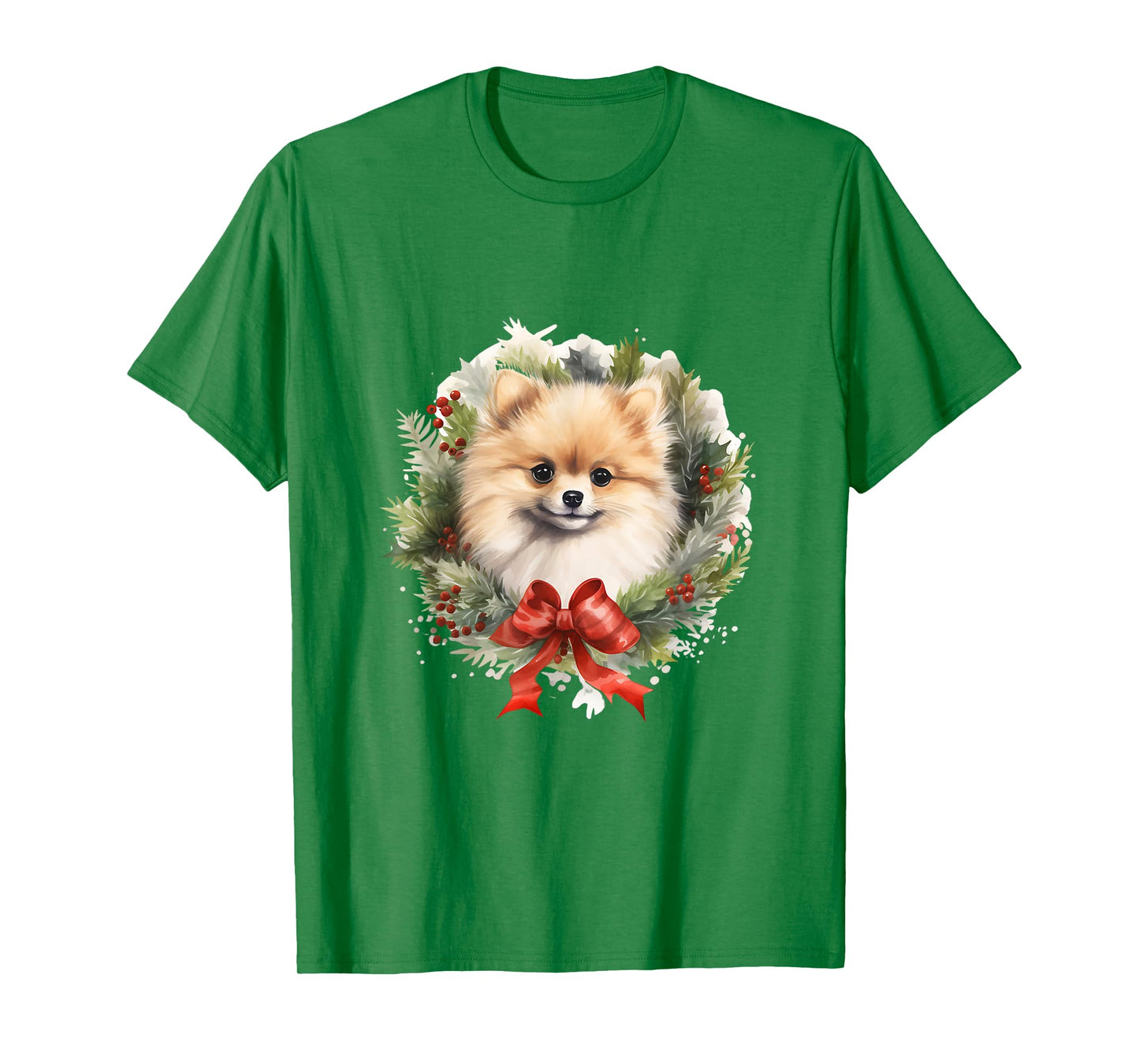 Pomeranian Christmas Wreath Decoration Xmas Pajamas T-Shirt