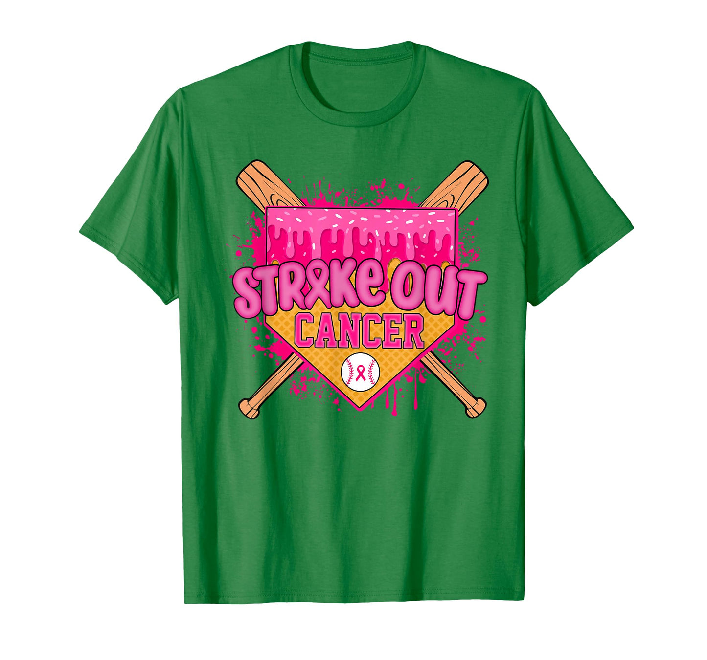 Strike Out Breast Cancer Warrior Baseball Drip Home Plate T-Shirt