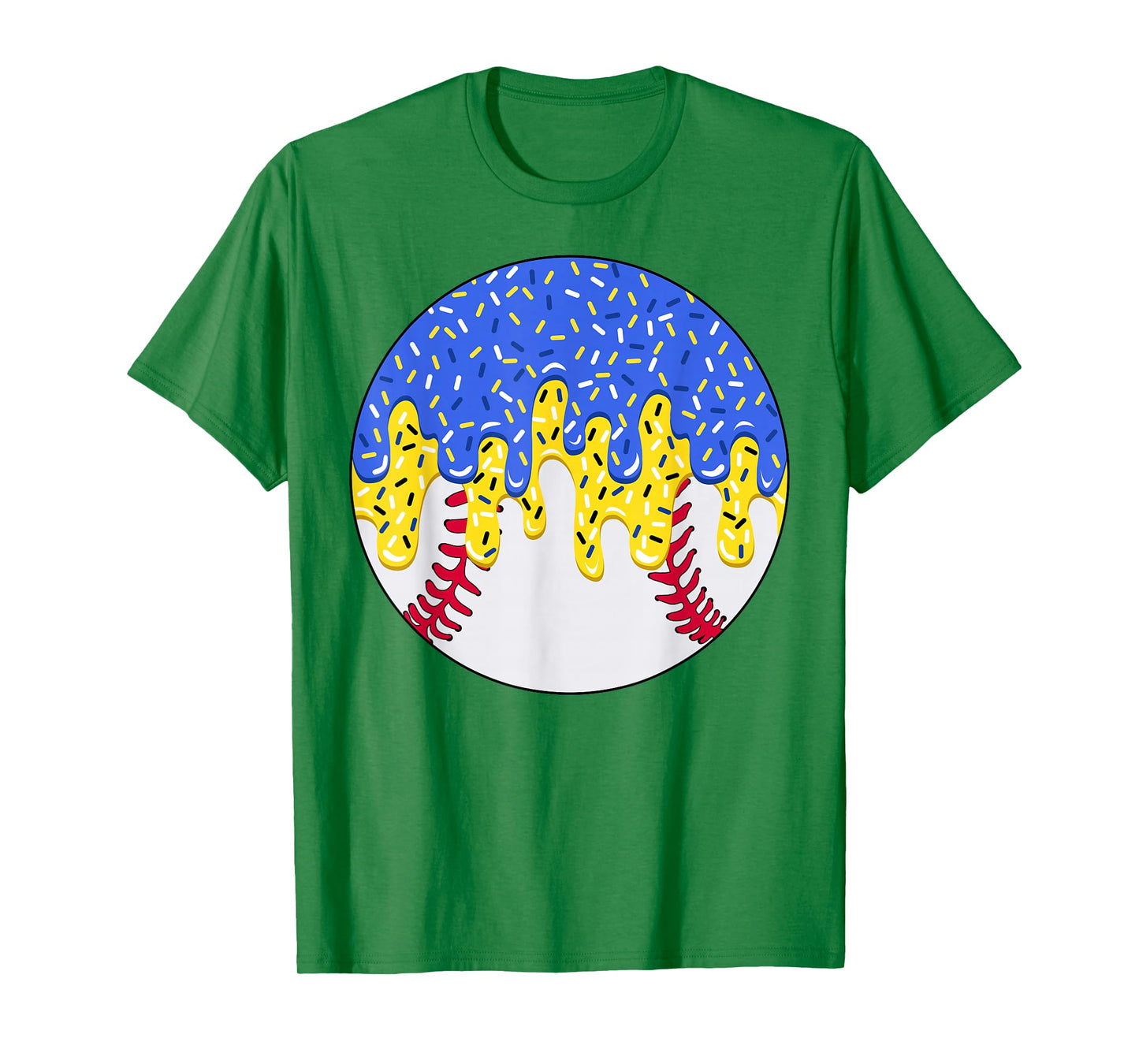 Baseball Blue and Gold Ice Cream Drip with Sprinkles T-Shirt