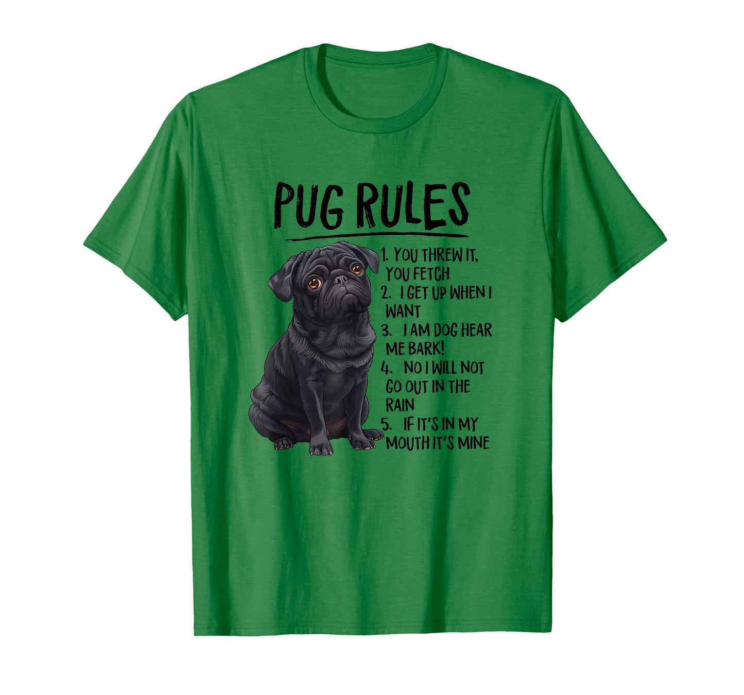 Funny Mens & Womens Rules Black Pug Lover T-Shirt