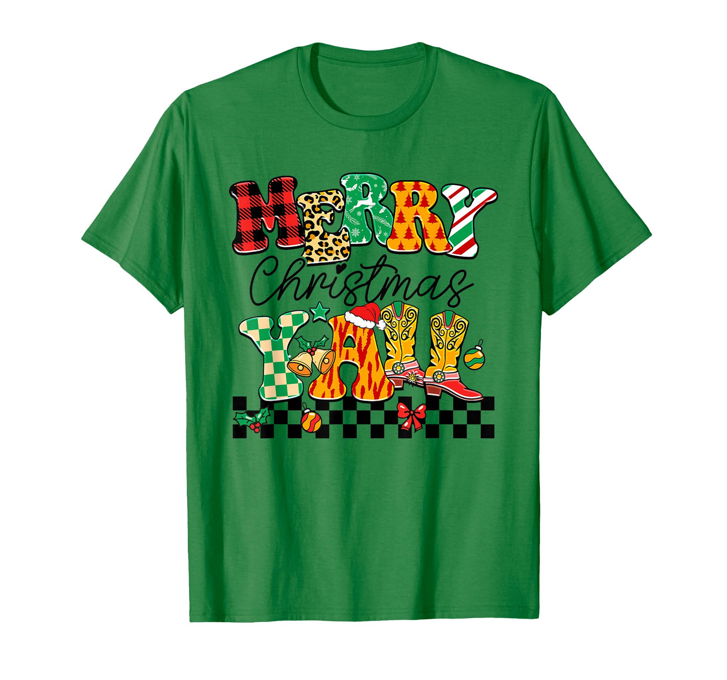 Merry Christmas Y'all Western Cowgirl Holiday Boots T-Shirt