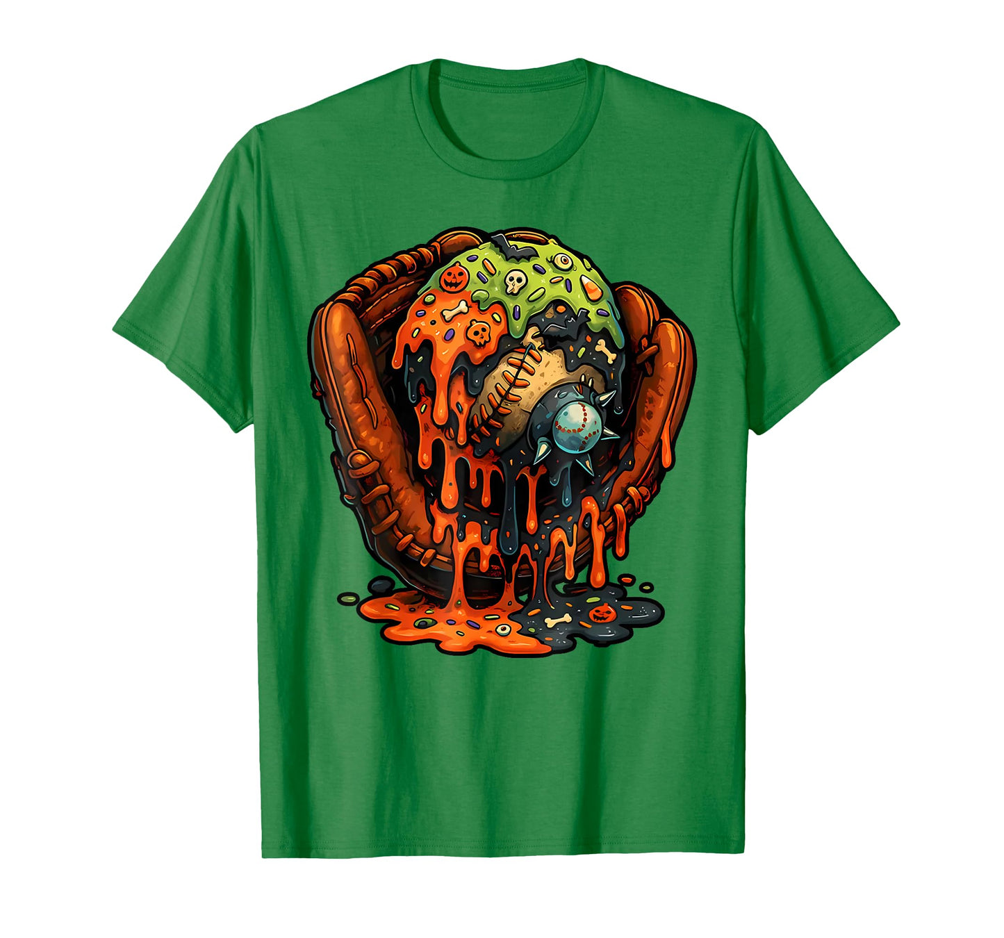 Baseball Glove Halloween Ice Cream Drip Men Boys Kids T-Shirt